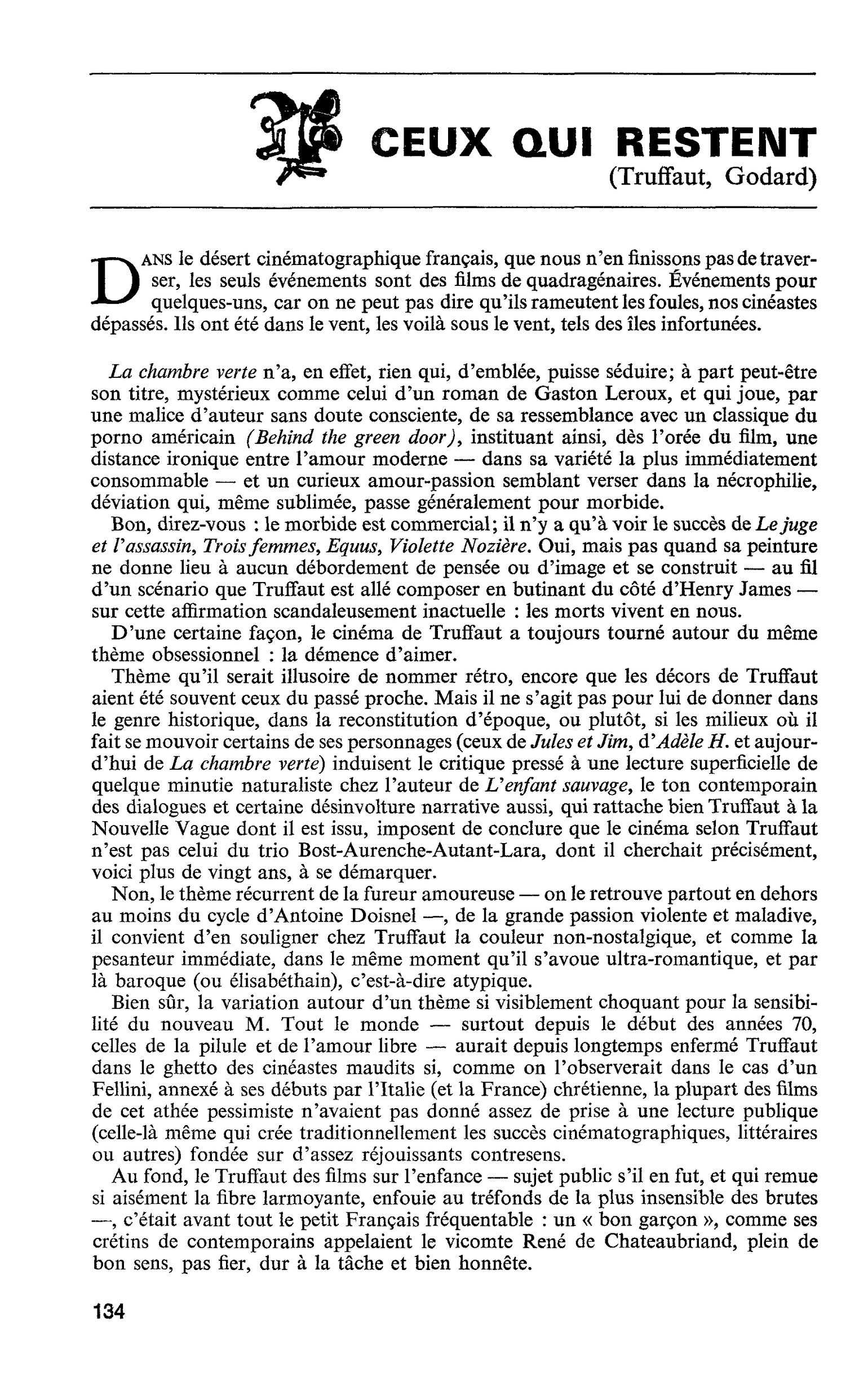 CEUX QUI RESTENT (Truffaut, Godard)