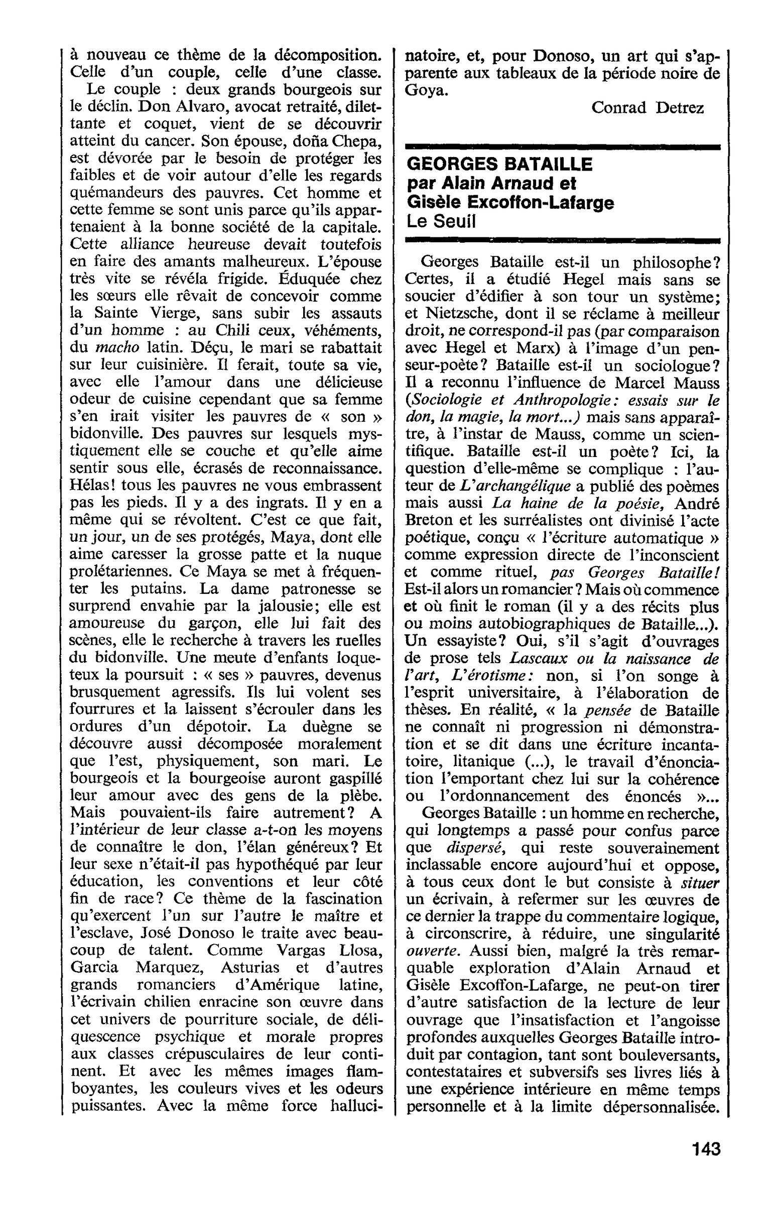 GEORGES BATAILLE par Alain Arnaud et Gisèle Excoffon-Lafarge