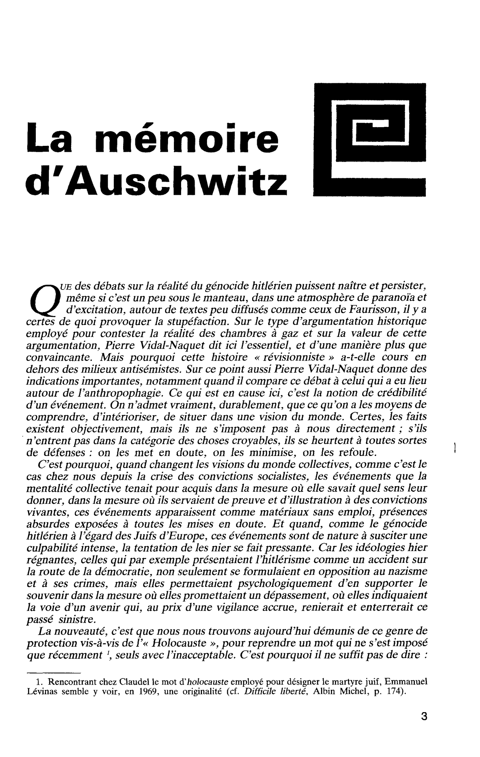 La mémoire d’Auschwitz