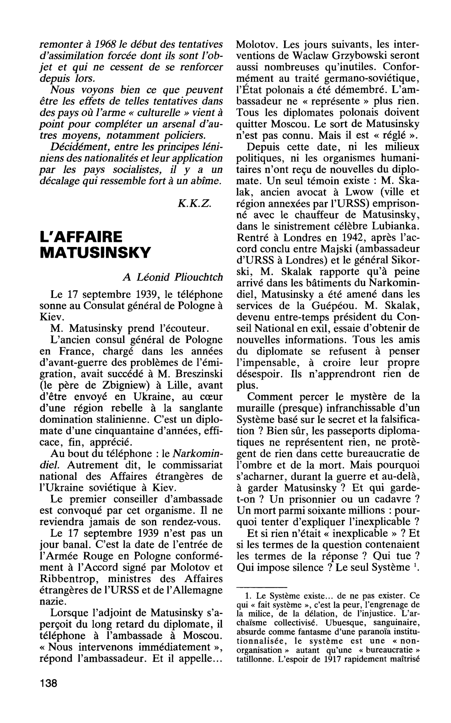 L’AFFAIRE MATUSINSKY