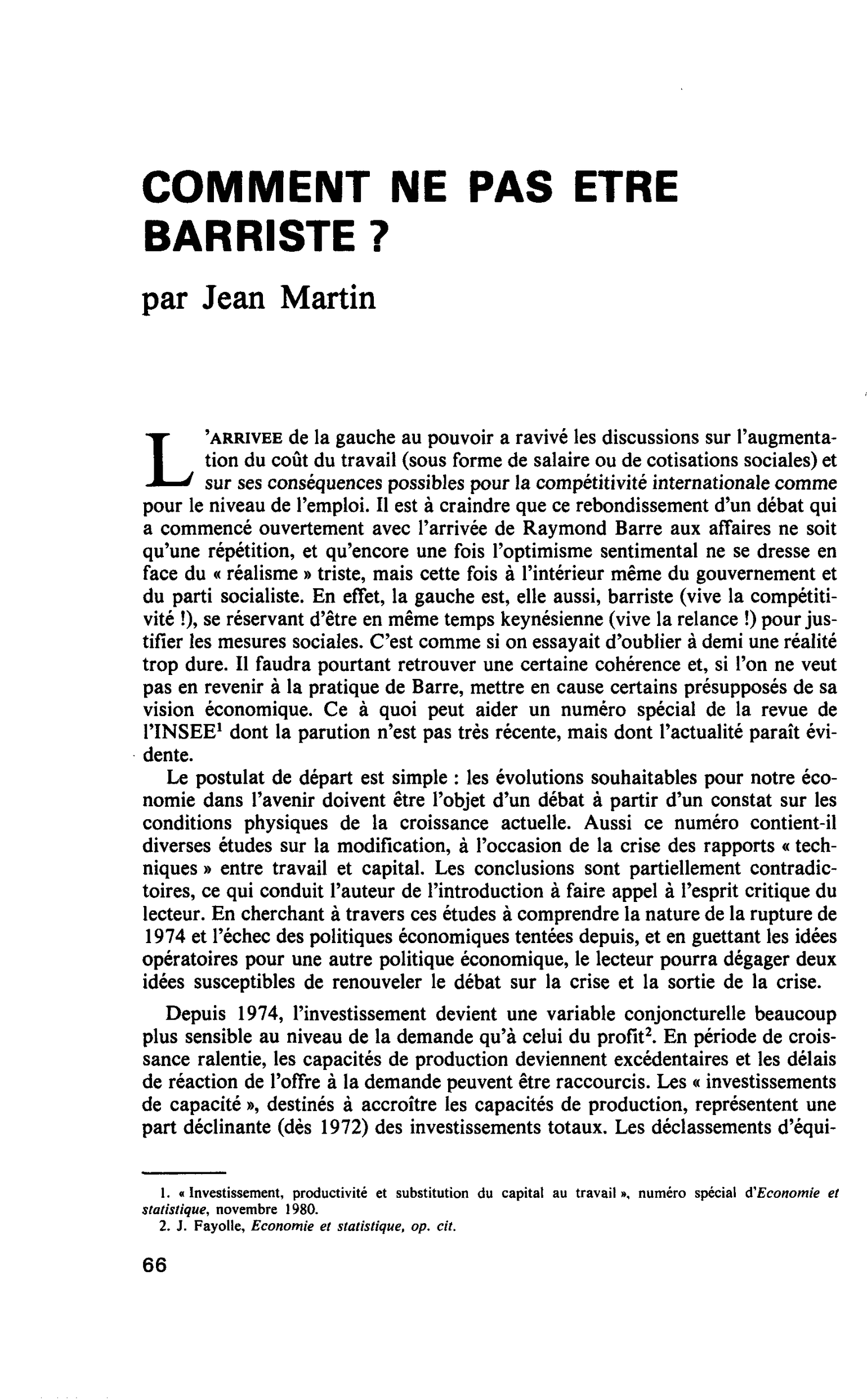 COMMENT NE PAS ETRE BARRISTE ?