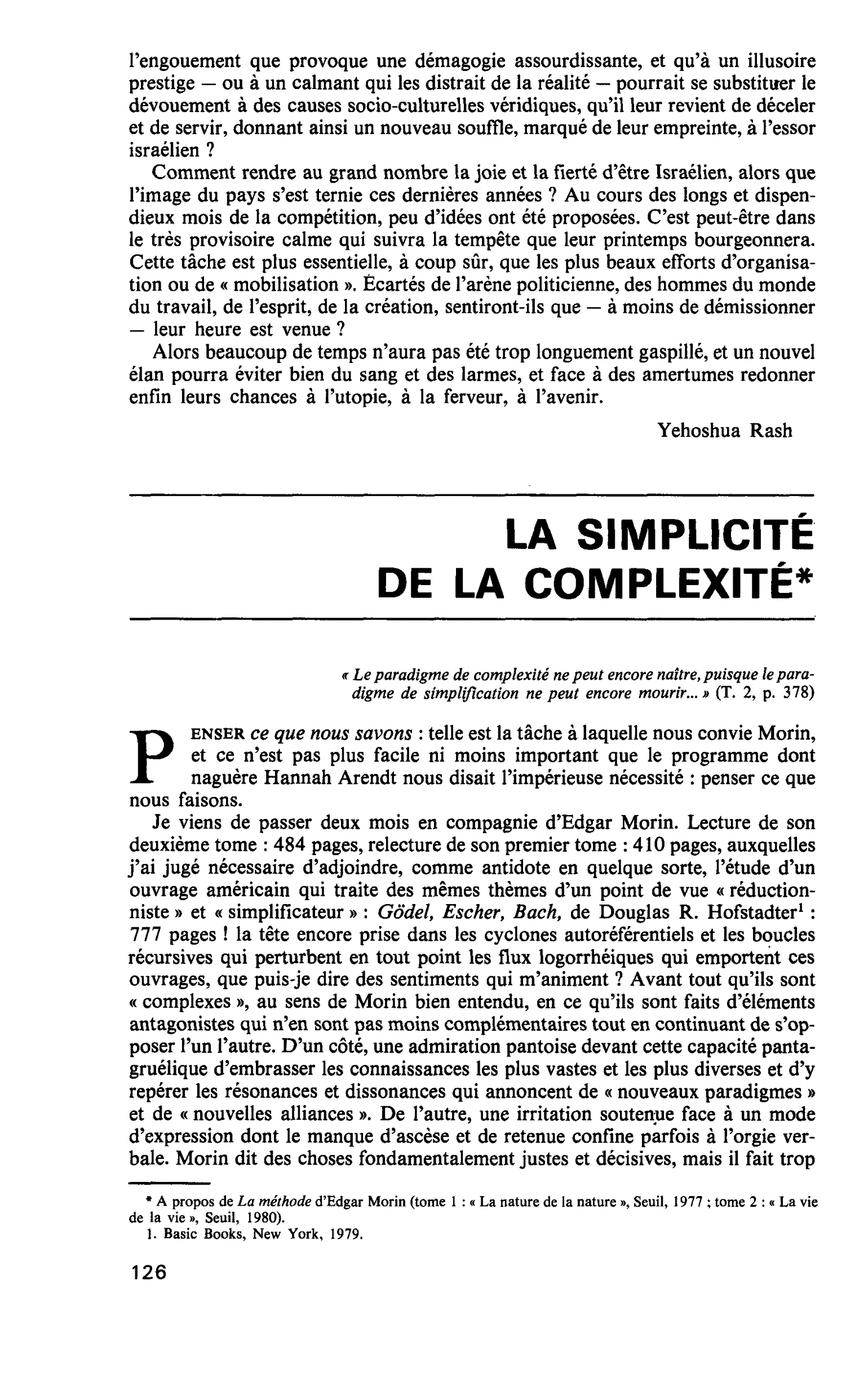 LA SIMPLICITÉ DE LA COMPLEXITÉ