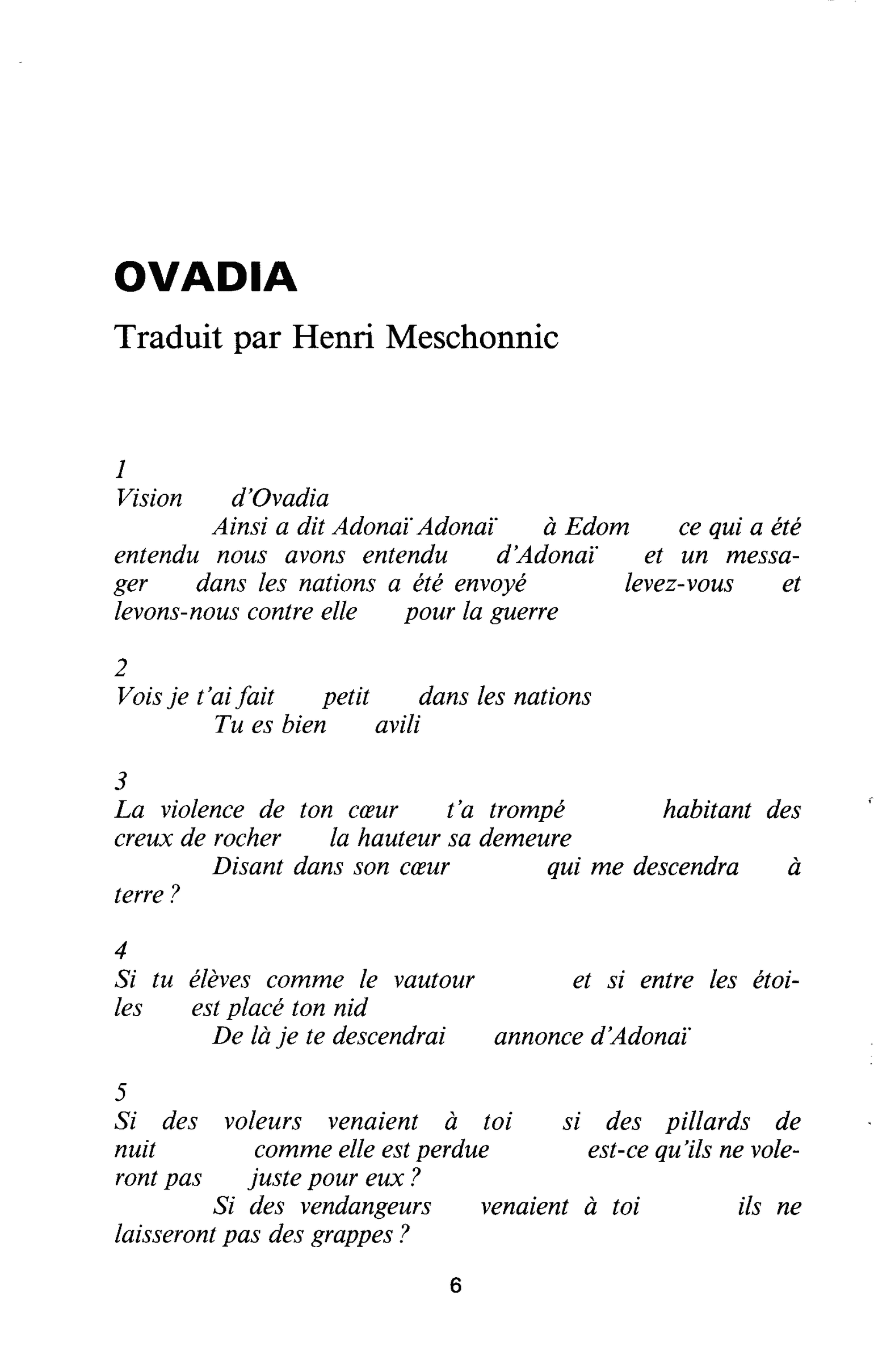 OVADIA. Traduit par Henri Meschonnic