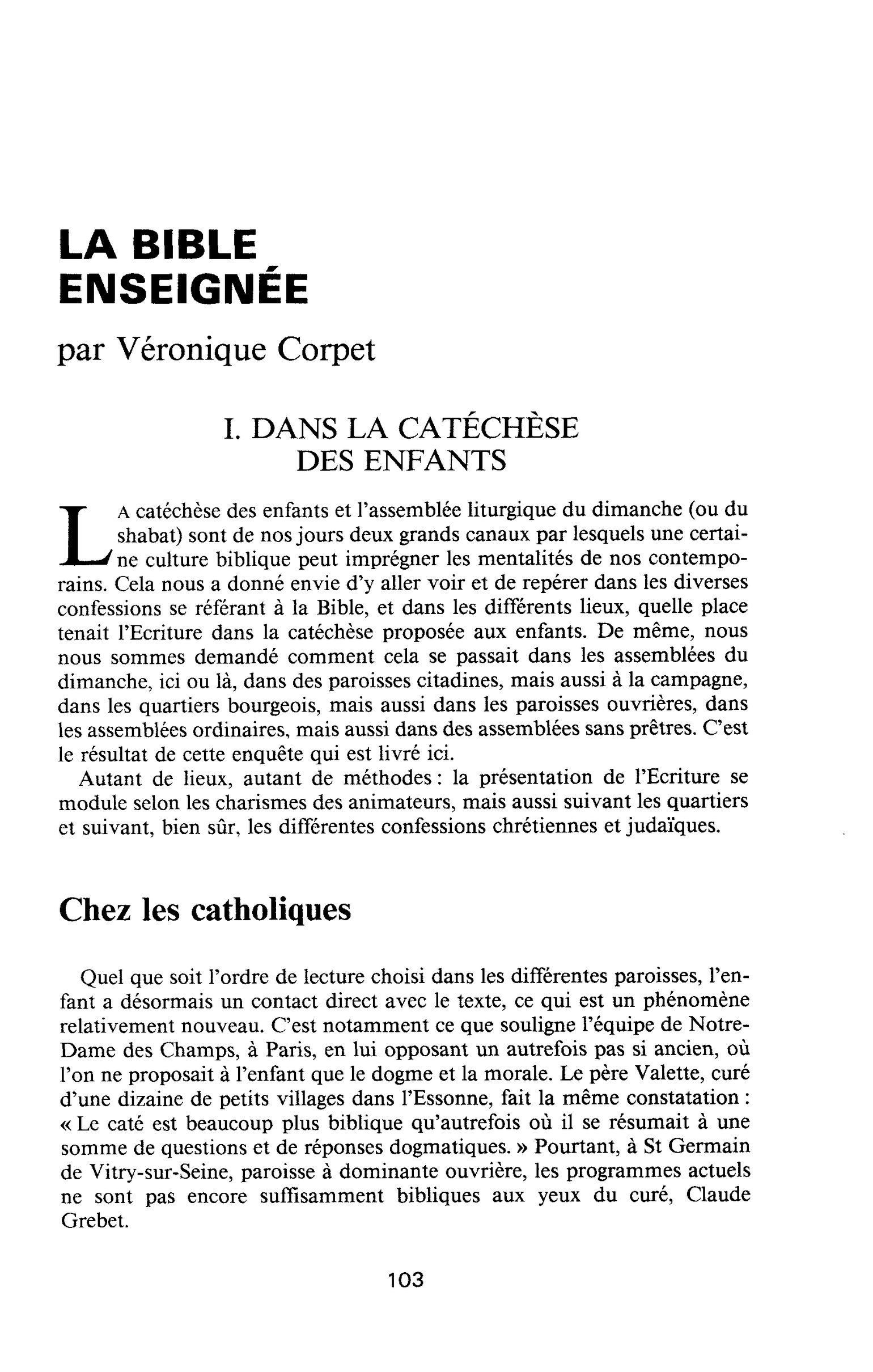 LA BIBLE ENSEIGNÉE