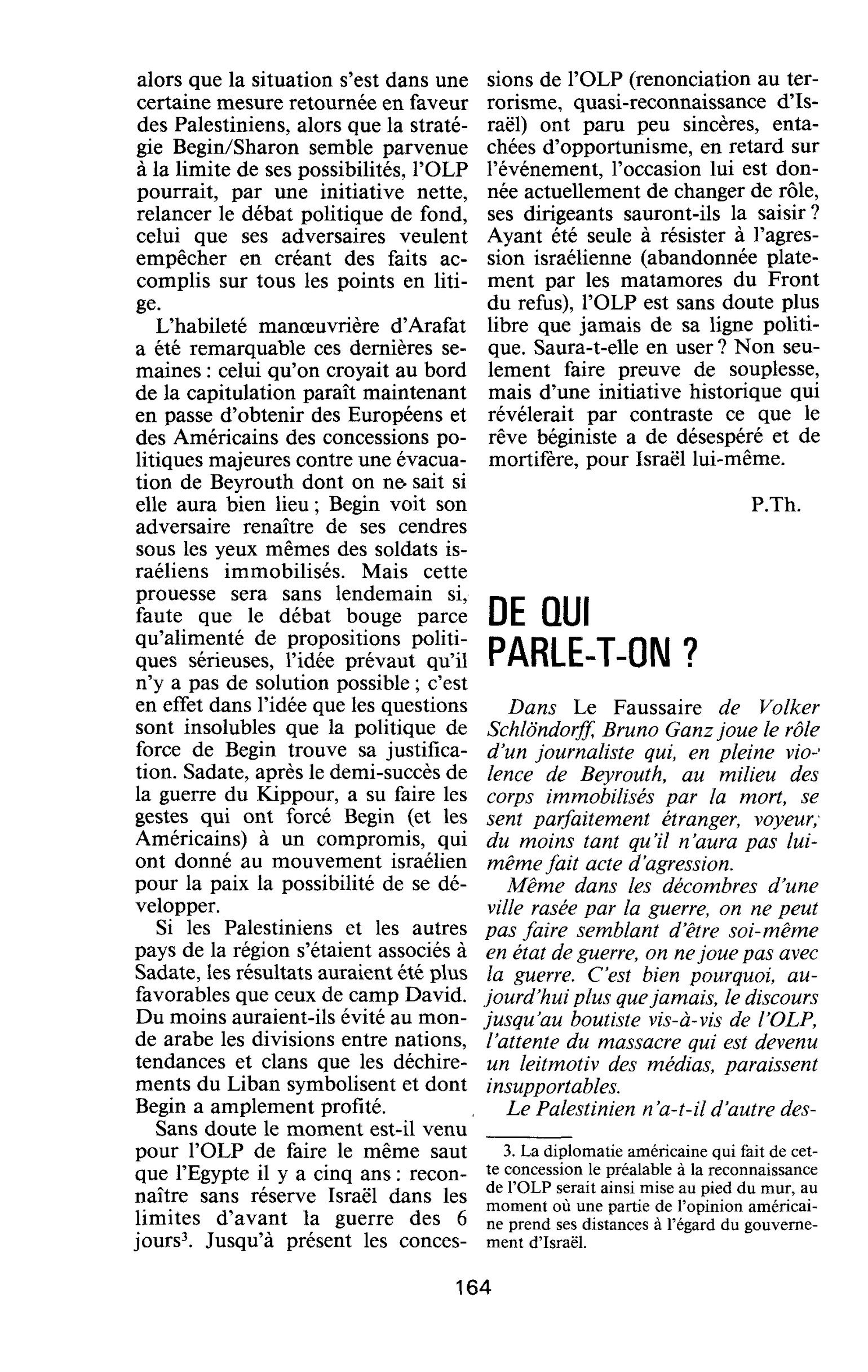 DE QUI PARLE-T-ON ?