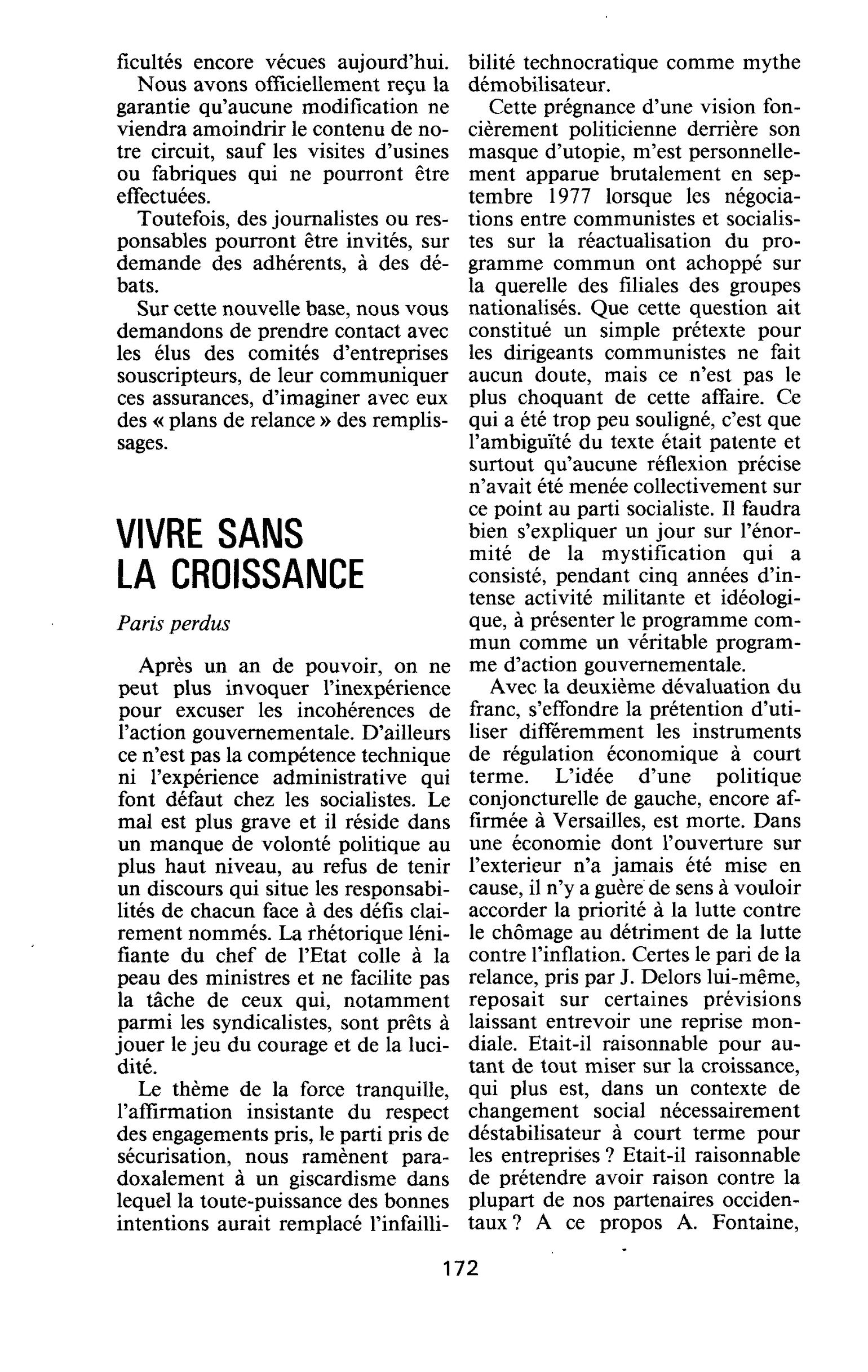 VIVRE SANS LA CROISSANCE