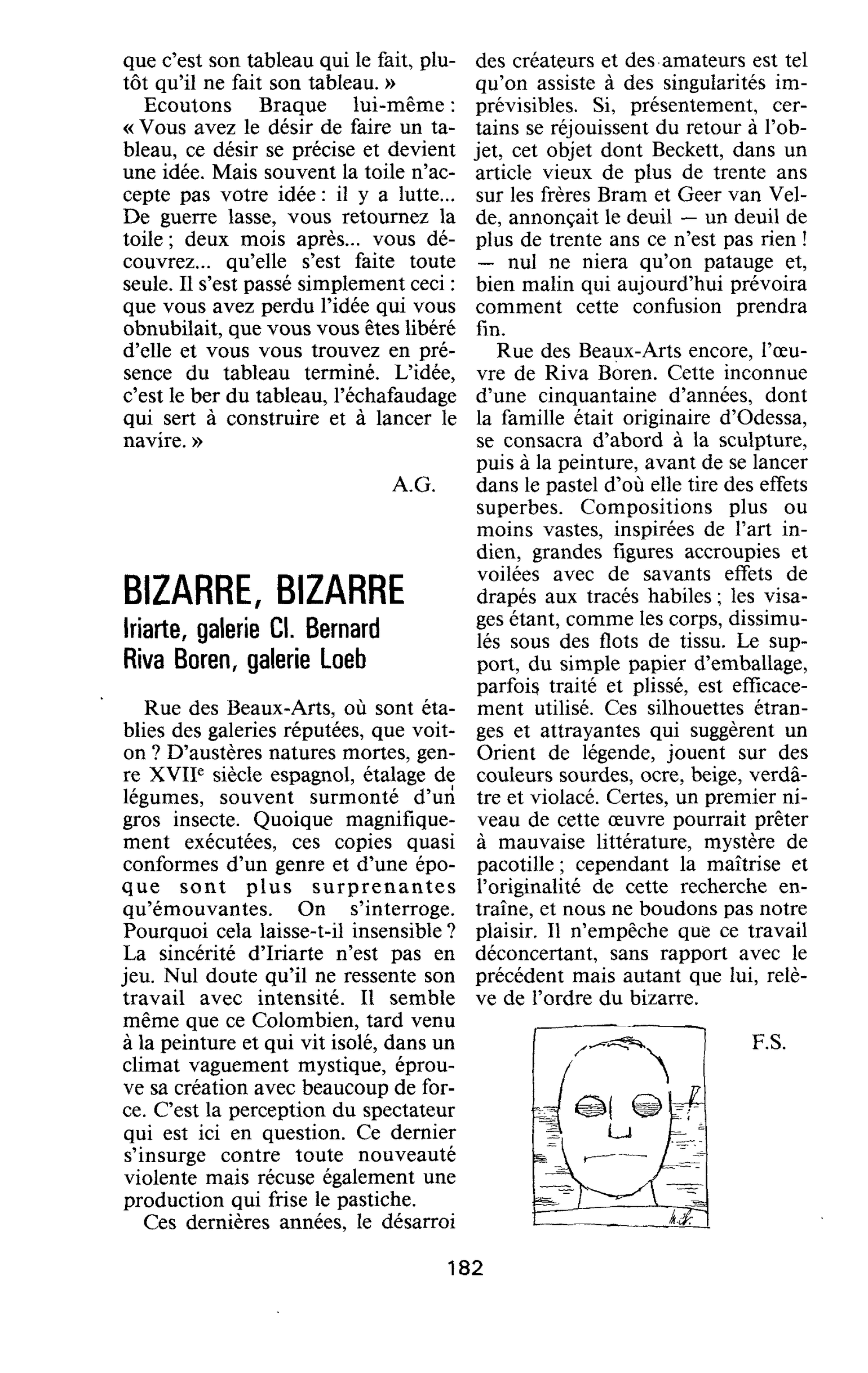 BIZARRE, BIZARRE. Iriarte, galerie Cl. Bernard Riva Boren, galerie Loeb