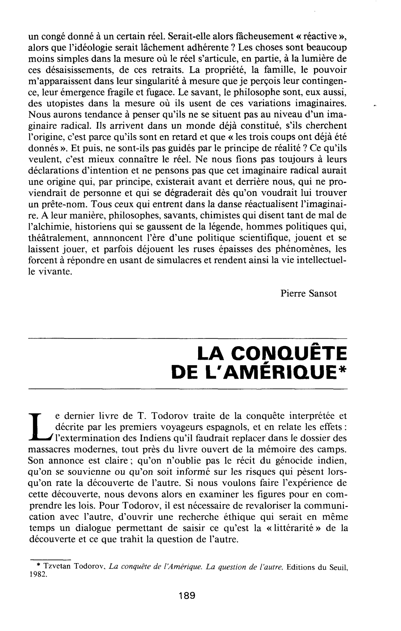 LA CONQUETE DE L’AMÉRIQUE