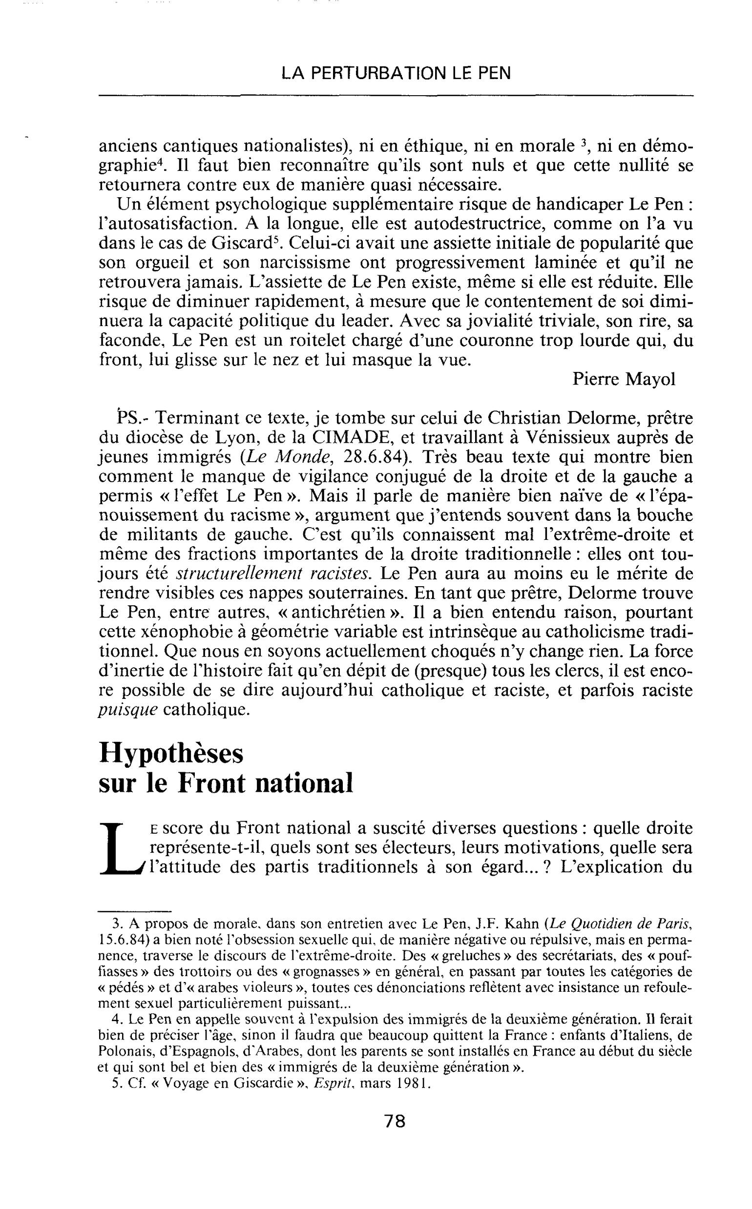 Hypothèses sur le Front national