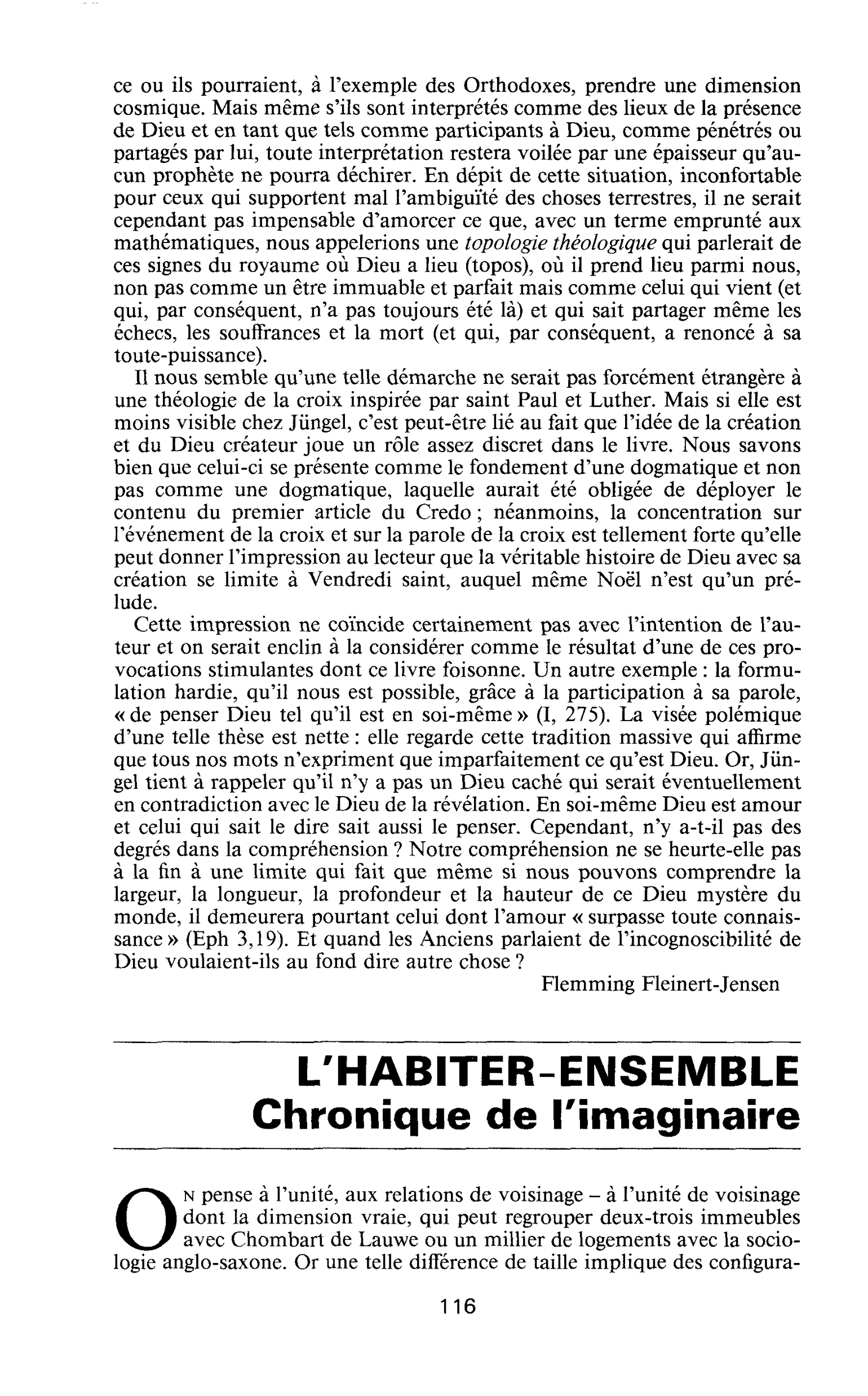 L’HABITER ENSEMBLE. Chronique de l’imaginaire