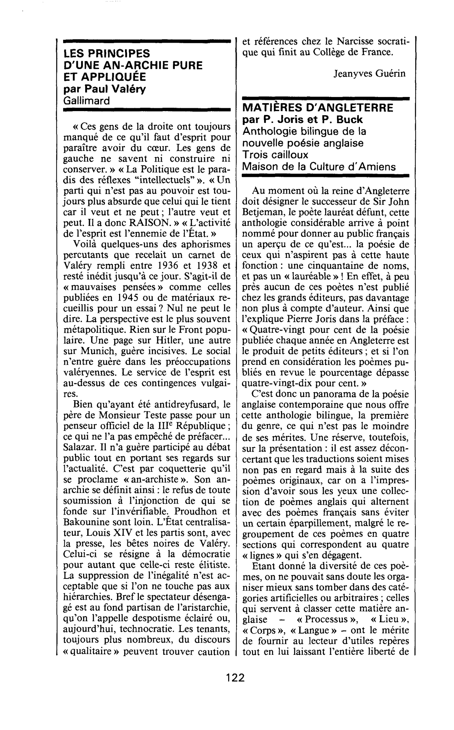 LES PRINCIPES D’UNE ANARCHIE PURE ET APPLIQUÉE par Paul Valéry