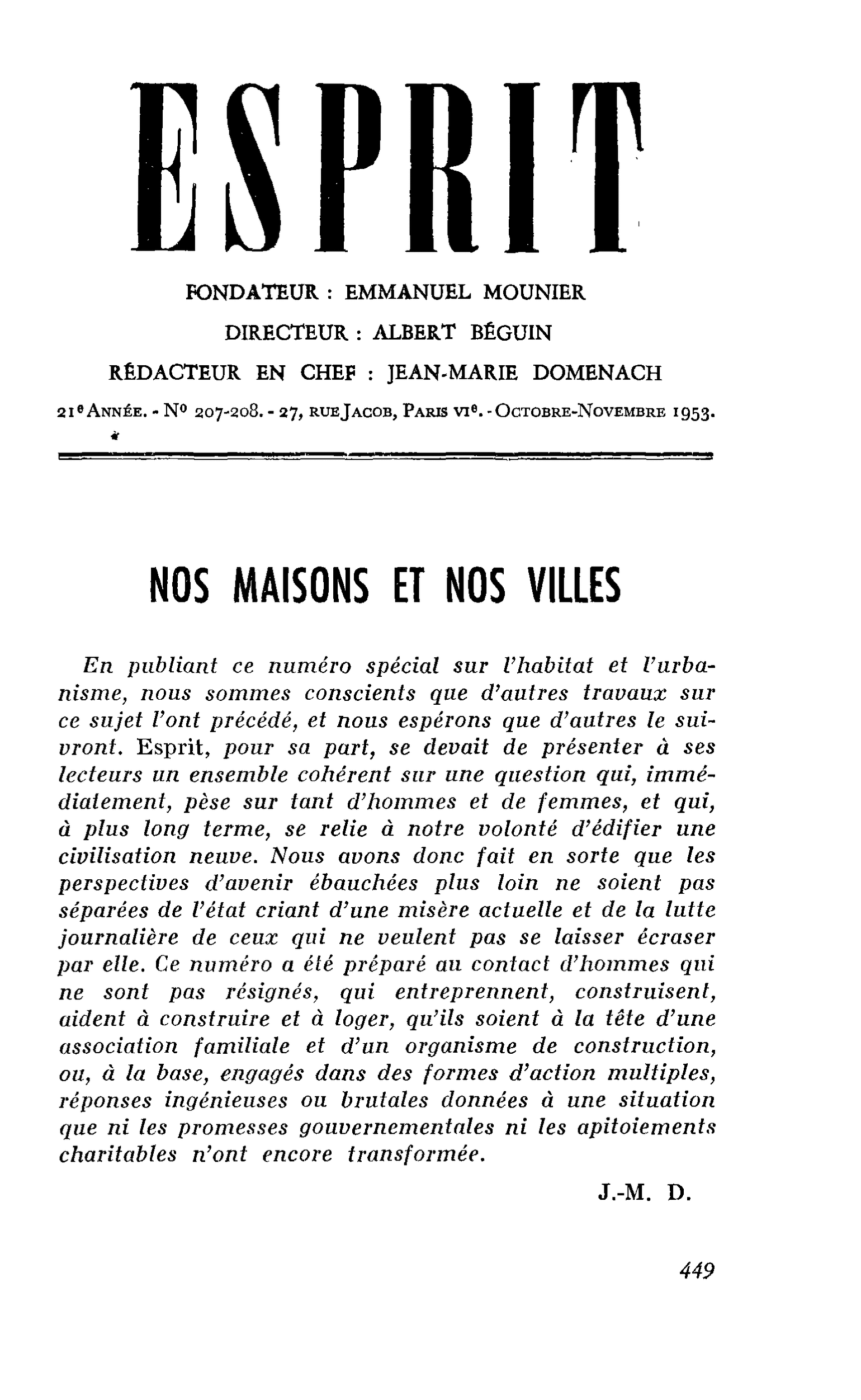 NOS MAISONS ET NOS VILLES