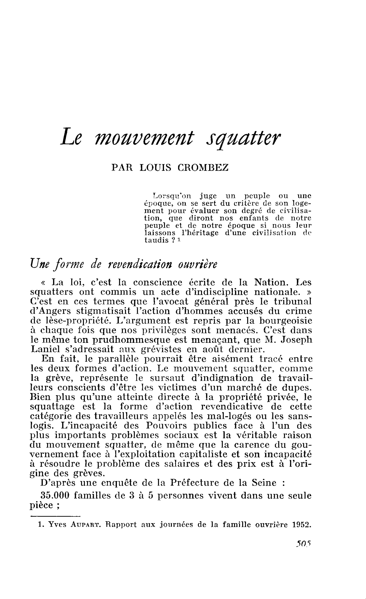 Le mouvement squatter