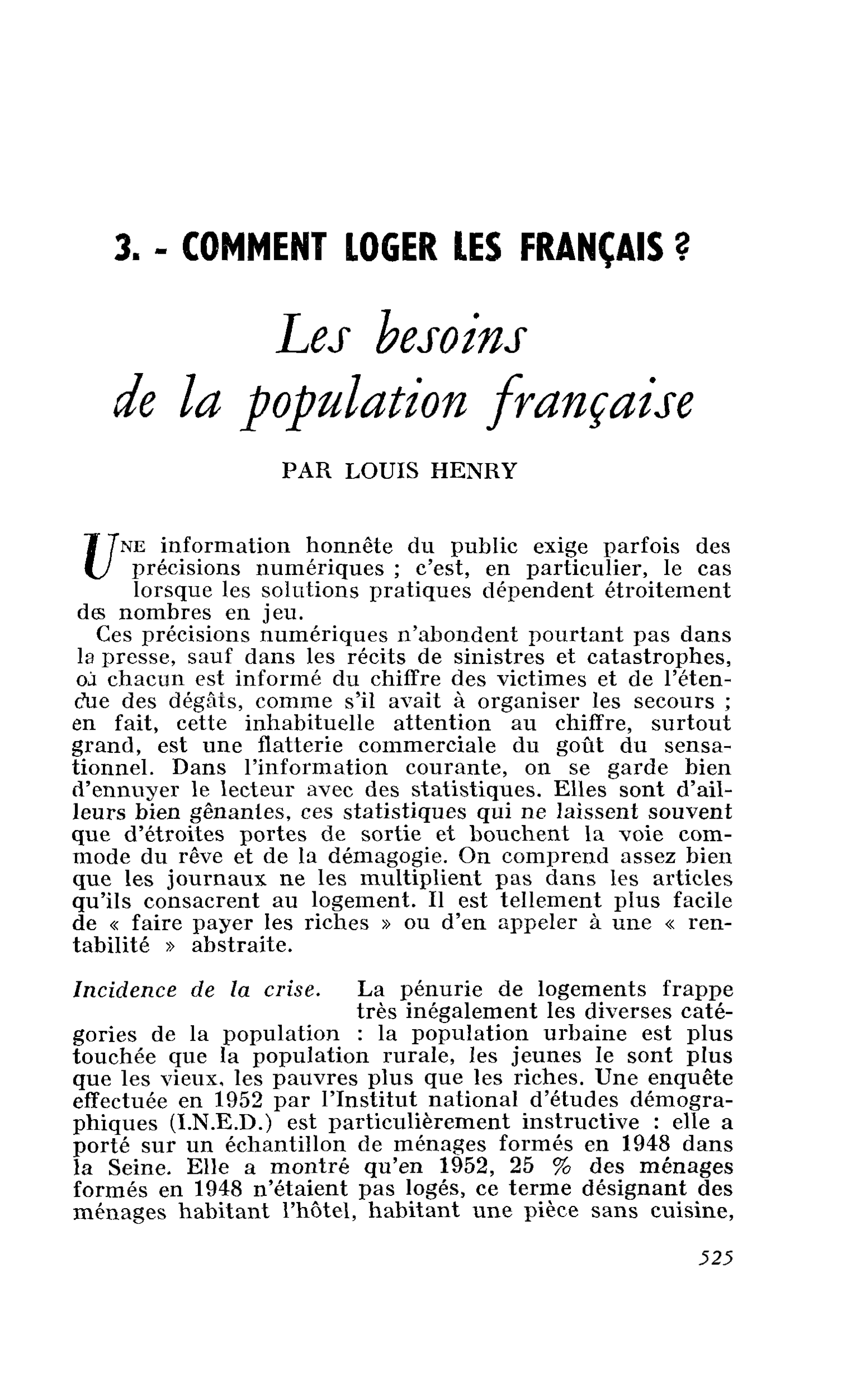 Les besoins de la population française