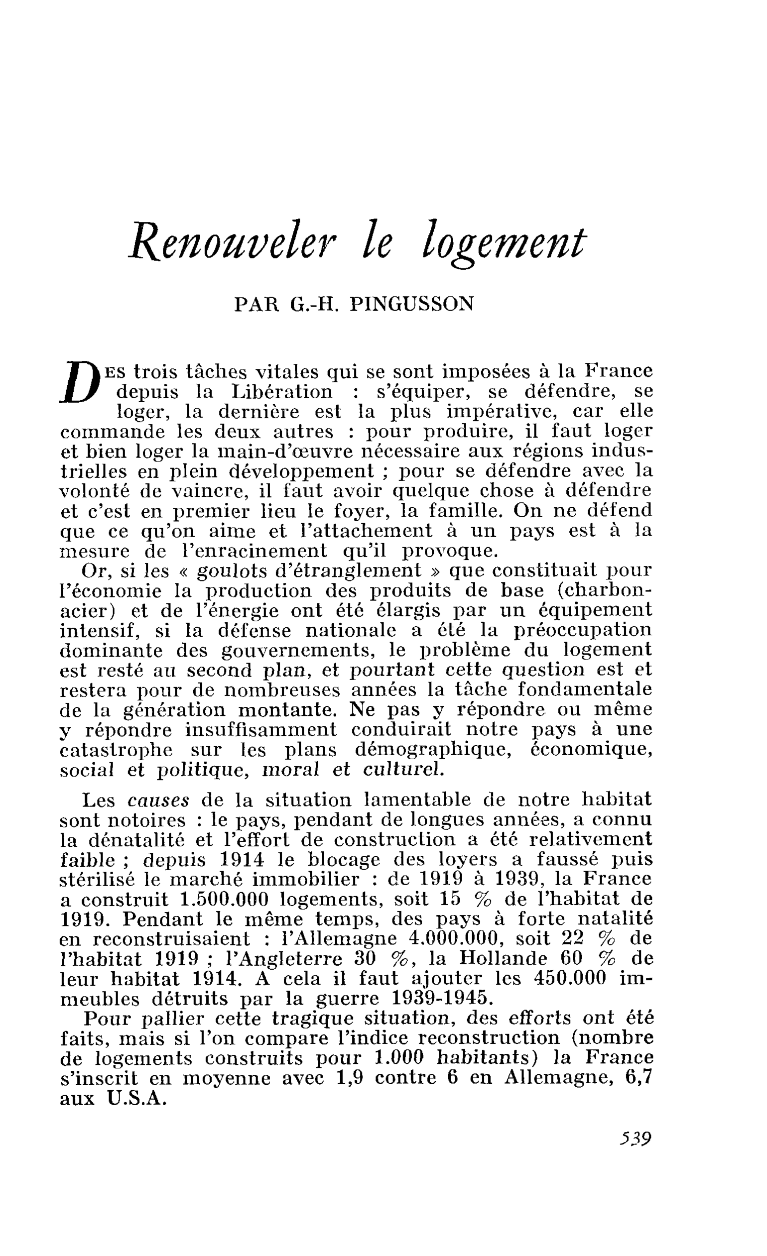 Renouveler le logement