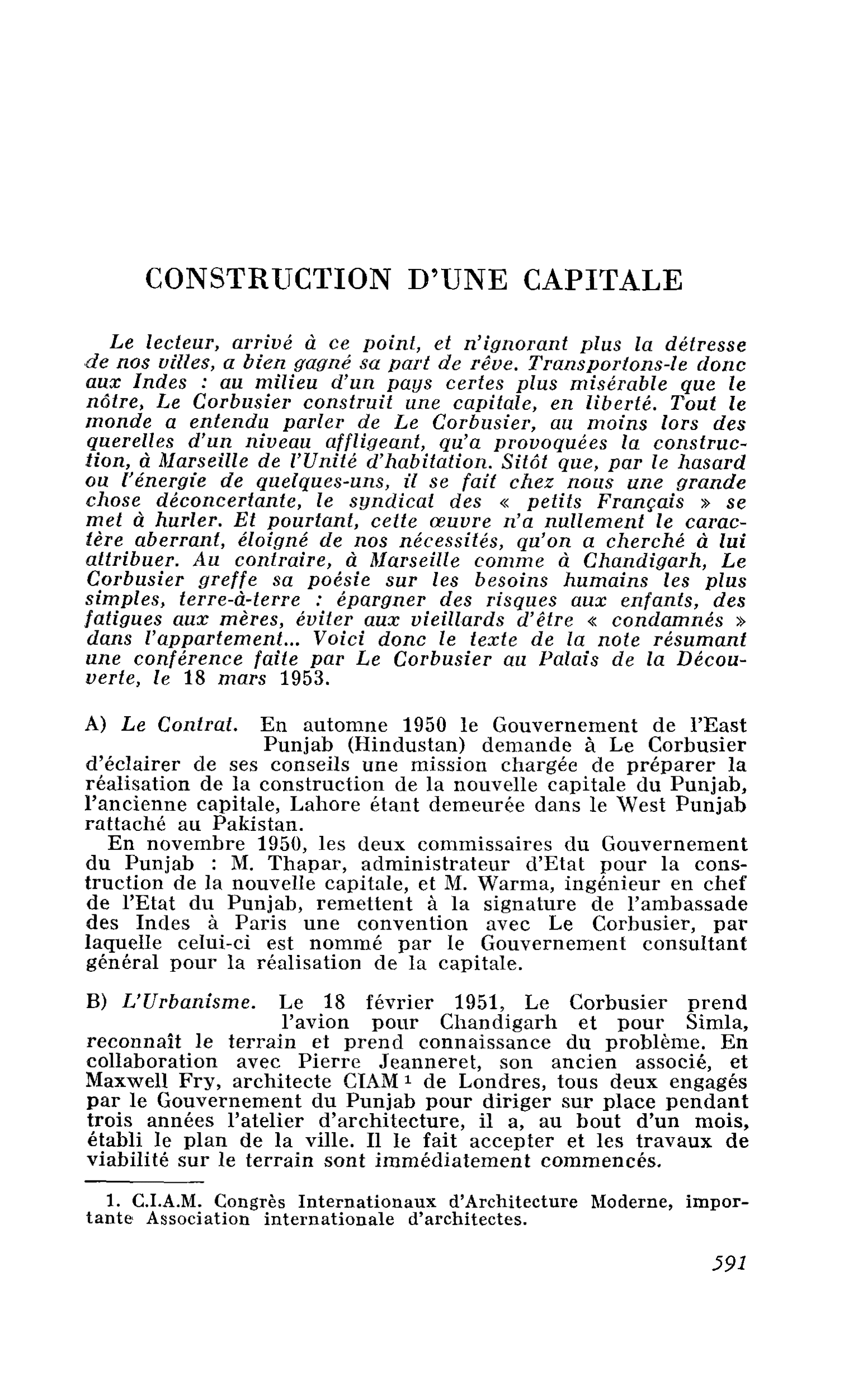 CONSTRUCTION D’UNE CAPITALE