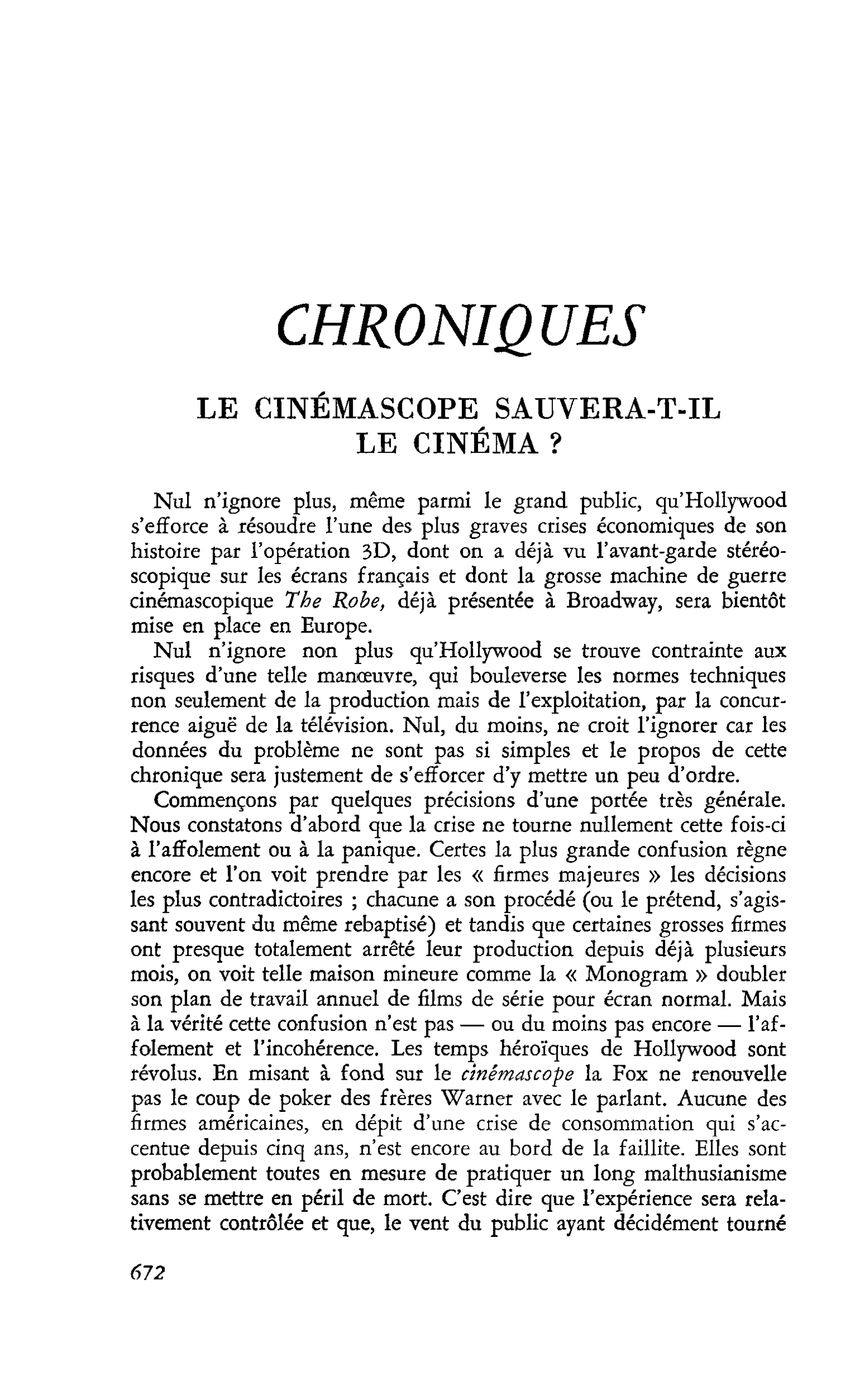 LE CINÉMASCOPE SAUVERA-T-IL LE CINÉMA ?