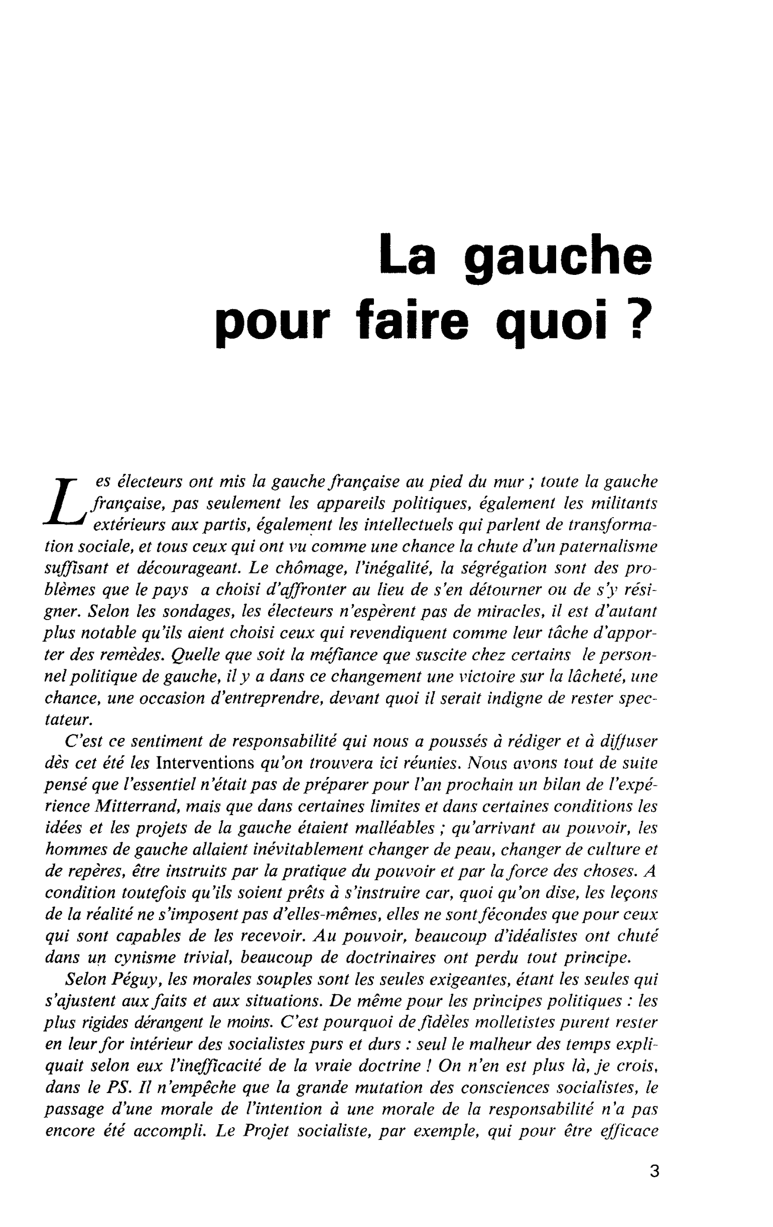 La gauche pour faire quoi ?