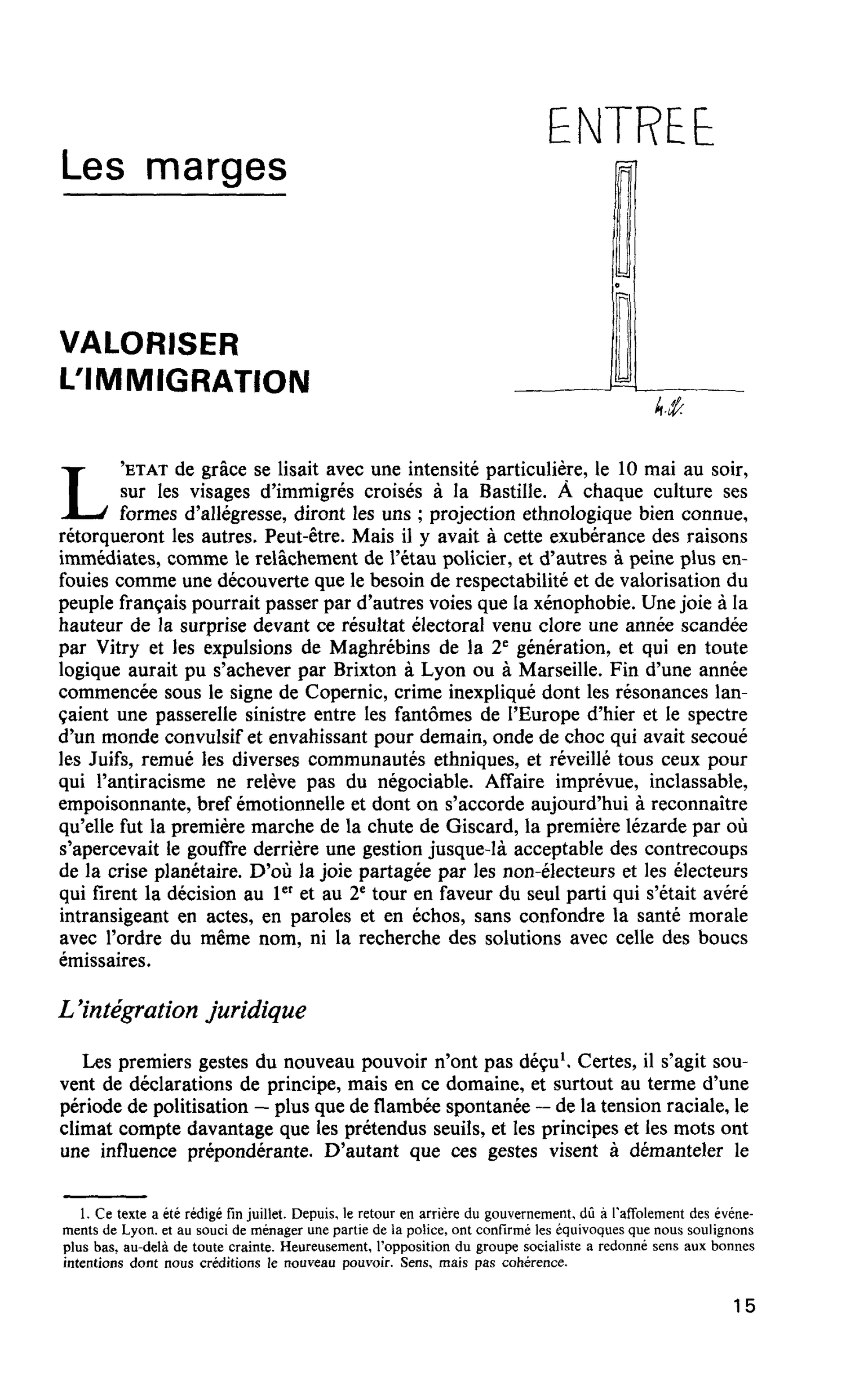 VALORISER L’IMMIGRATION