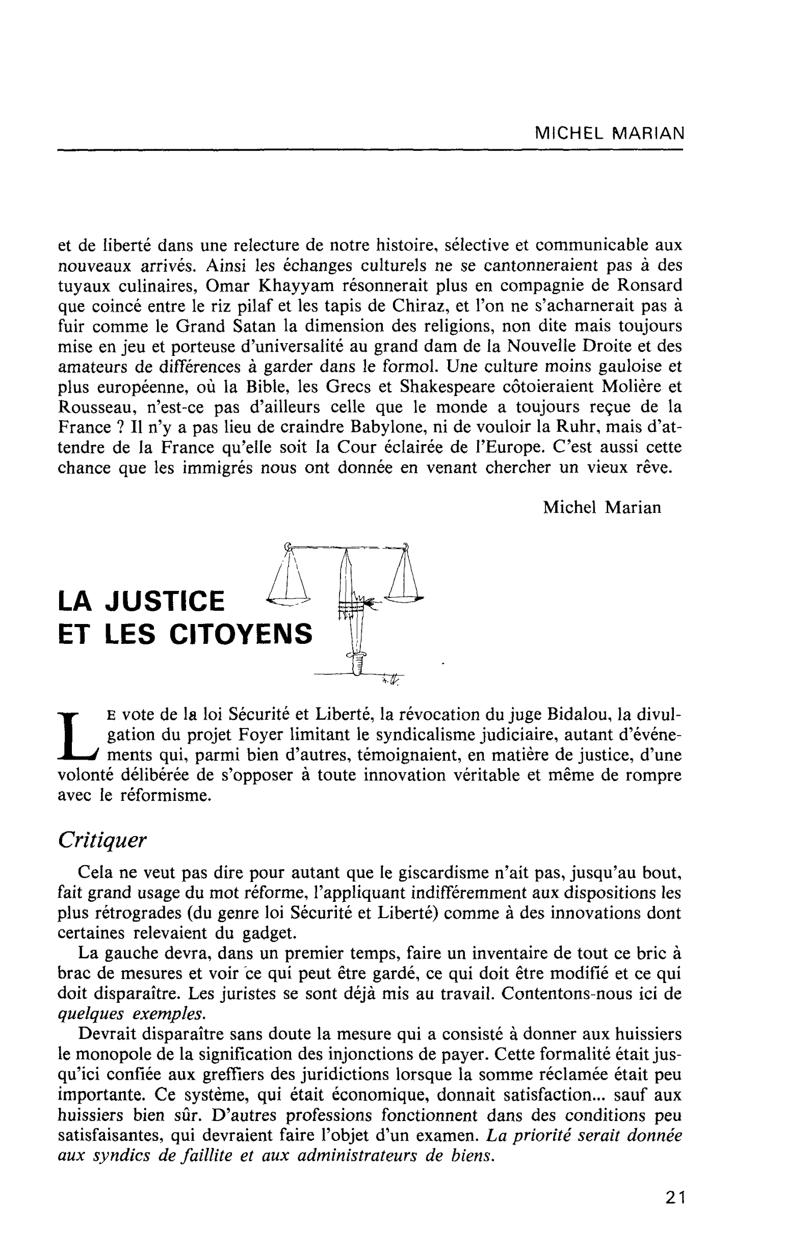 LA JUSTICE ET LES CITOYENS