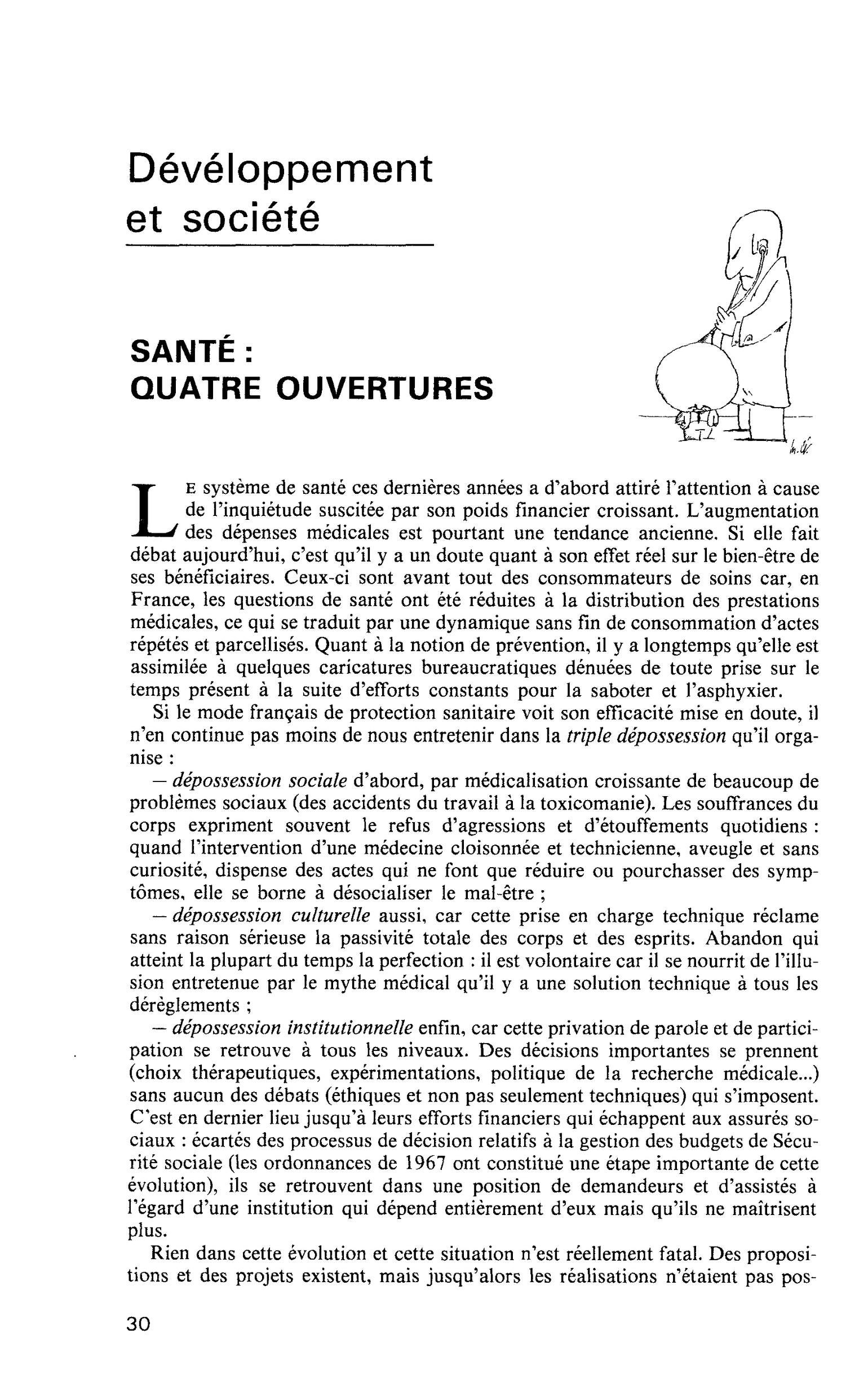 SANTE : QUATRE OUVERTURES