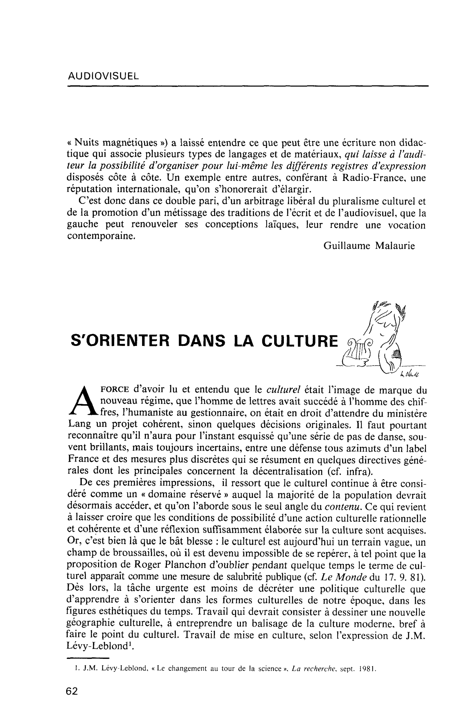 S’ORIENTER DANS LA CULTURE