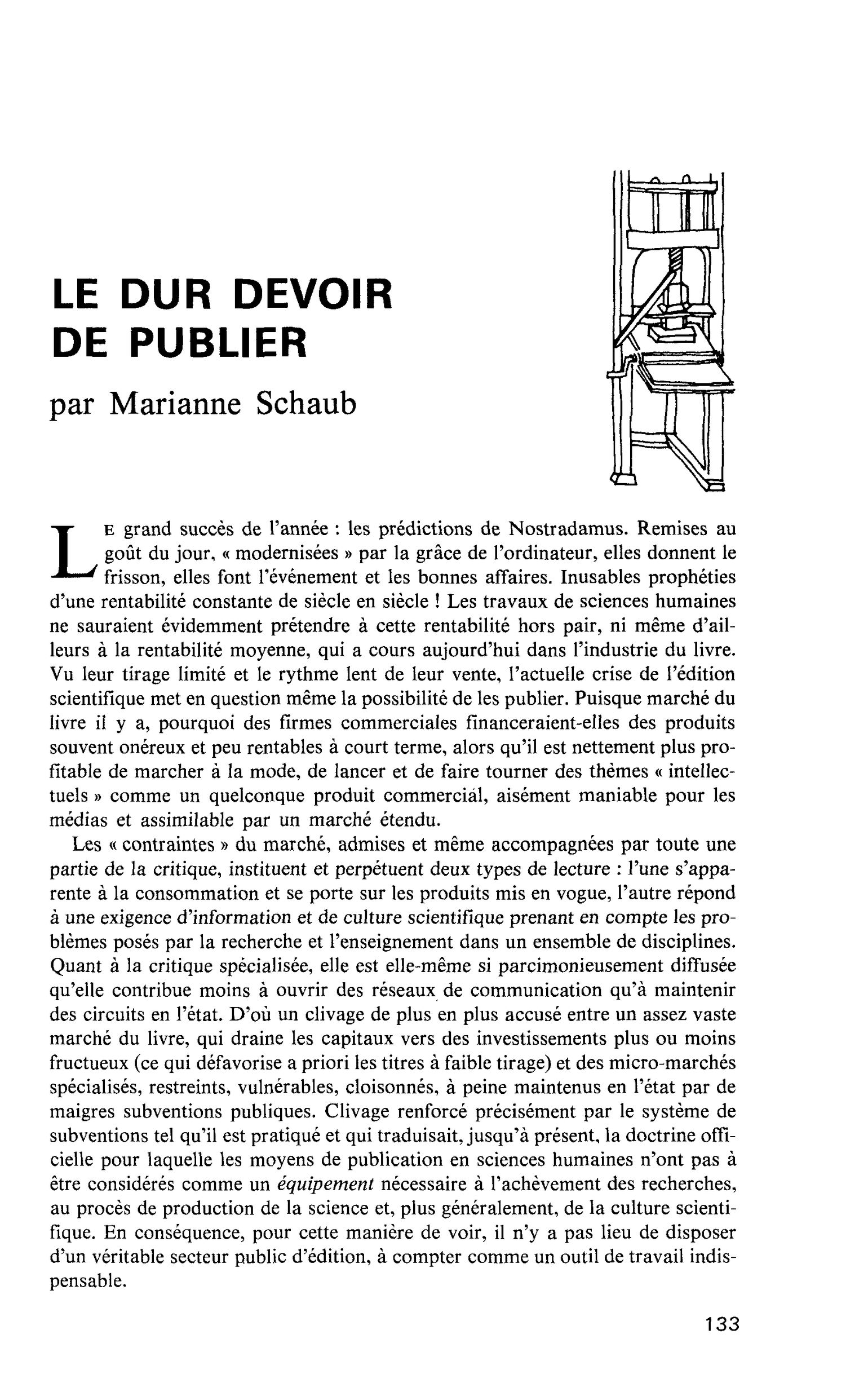 LE DUR DEVOIR DE PUBLIER
