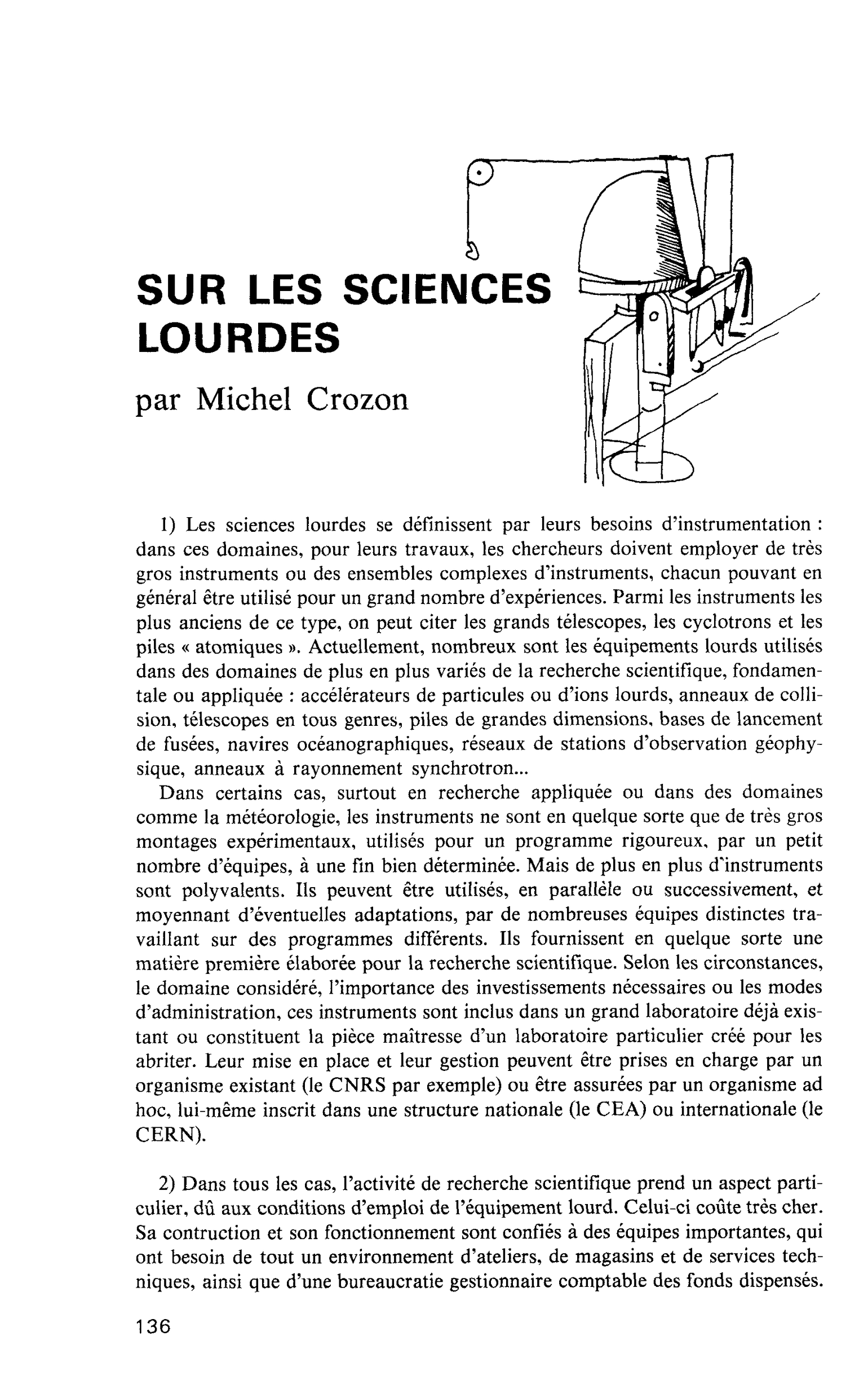 SUR LES SCIENCES LOURDES