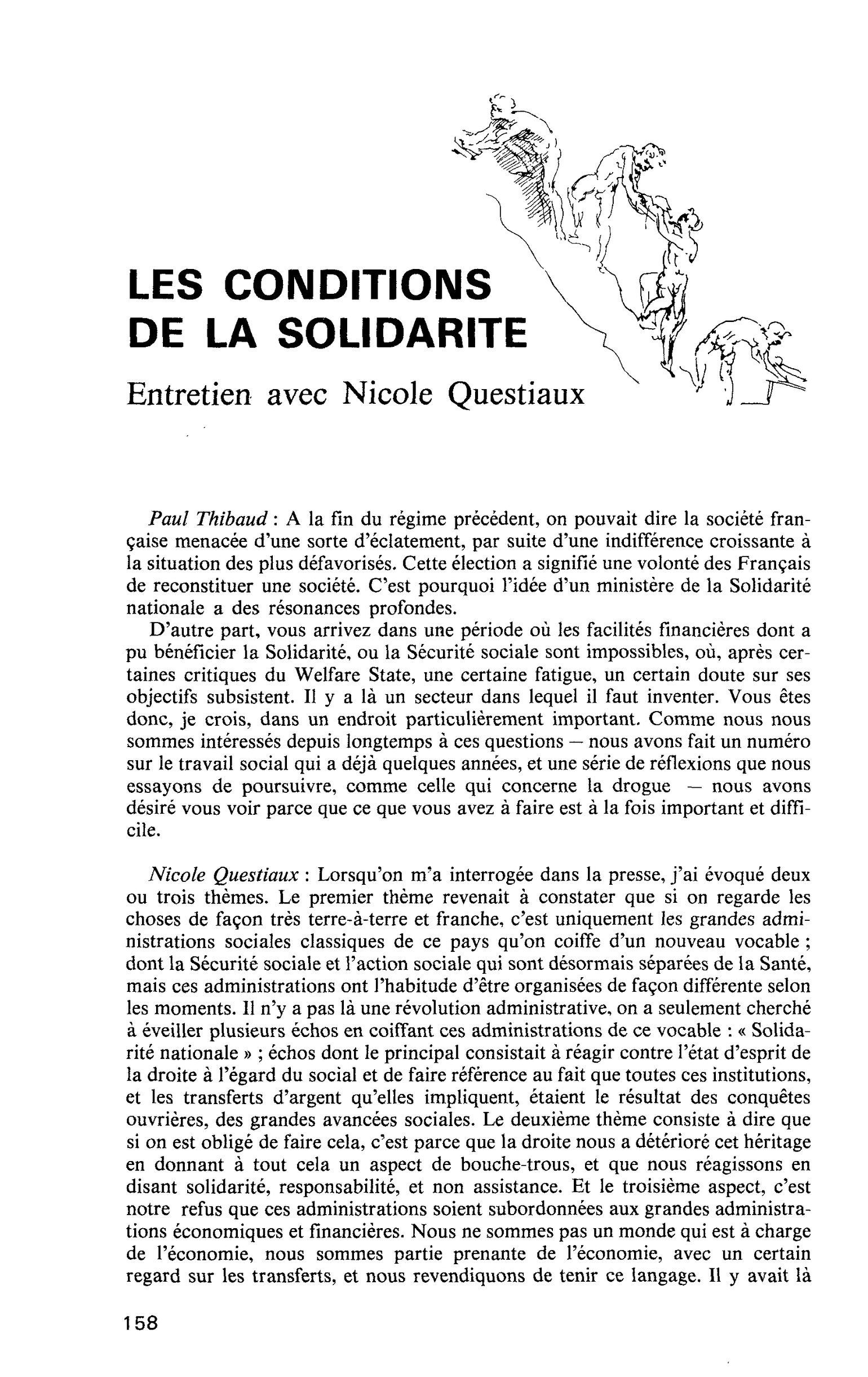 LES CONDITIONS DE LA SOLIDARITE. Entretien avec Nicole Questiaux