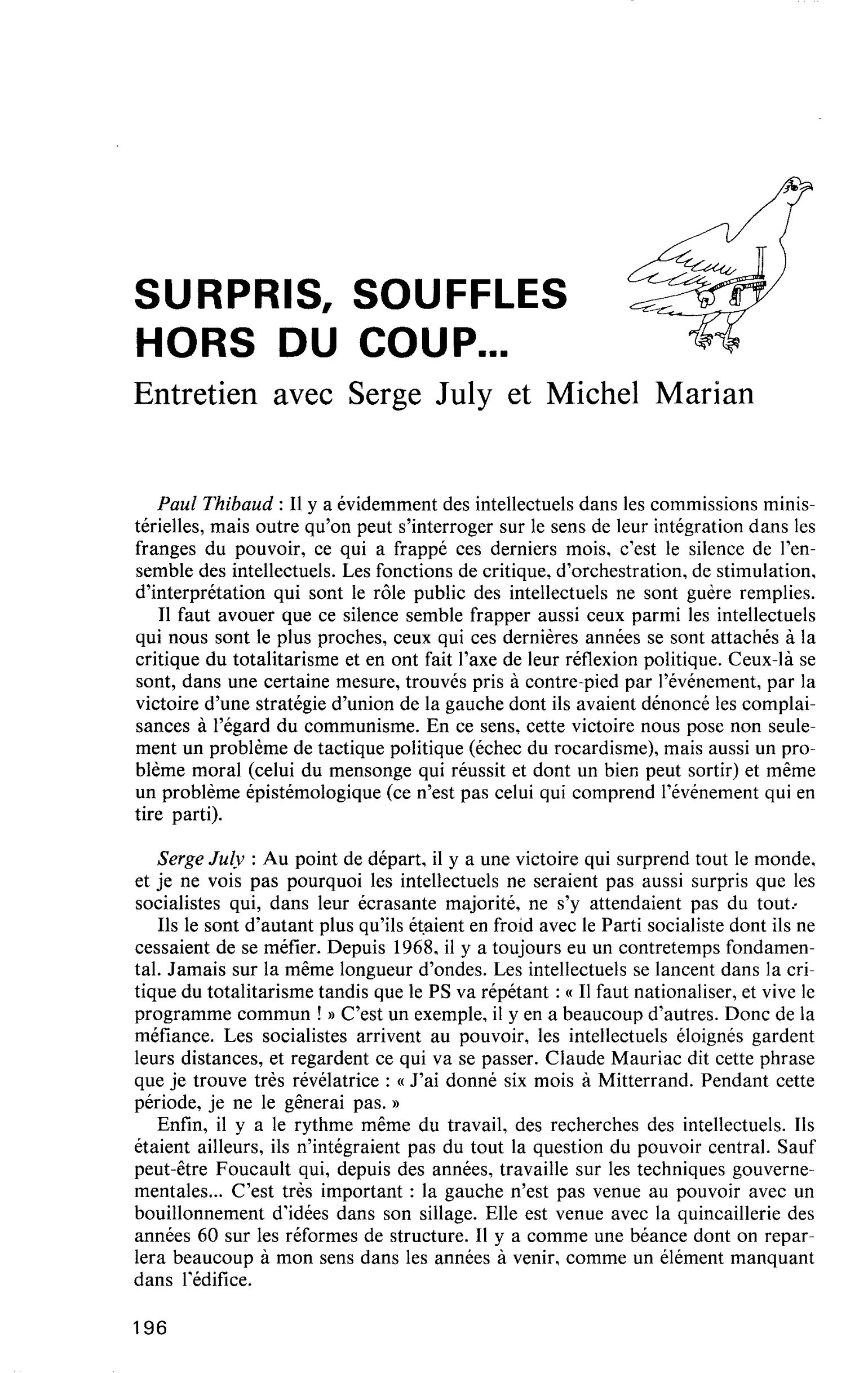 SURPRIS, SOUFFLES HORS DU COUP…