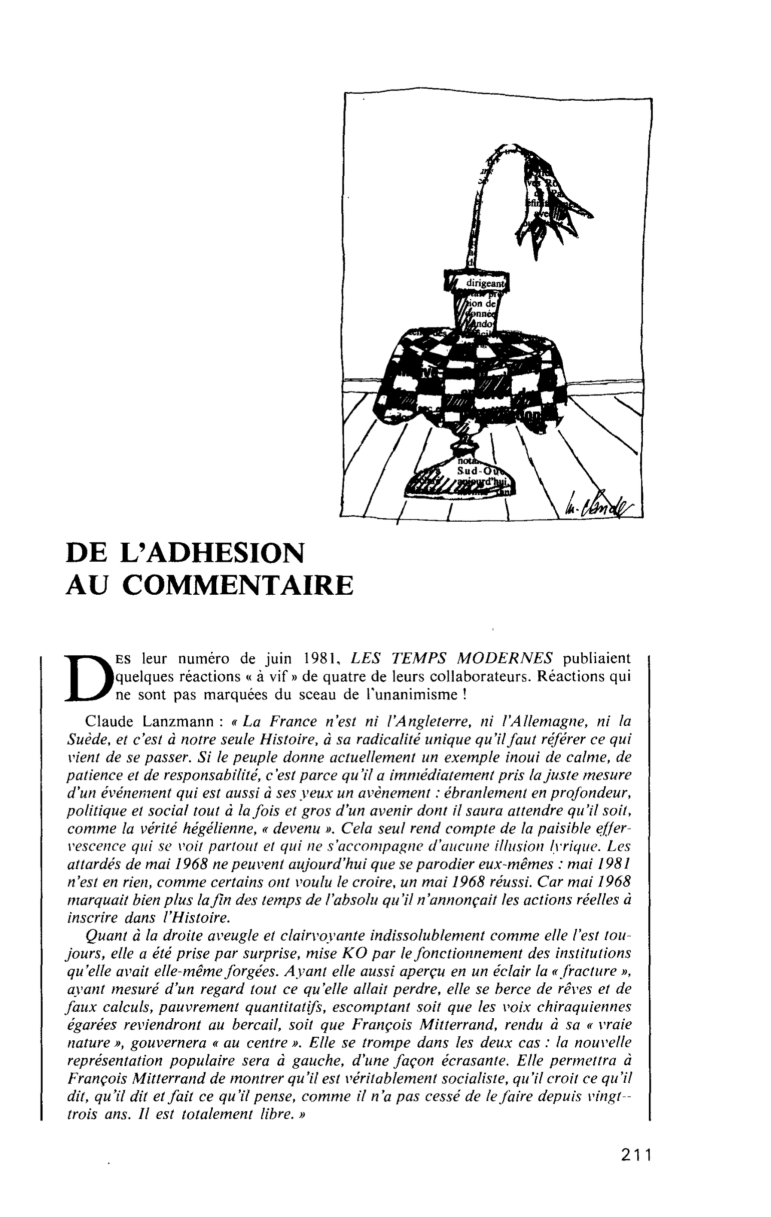 DE L’ADHESION AU COMMENTAIRE