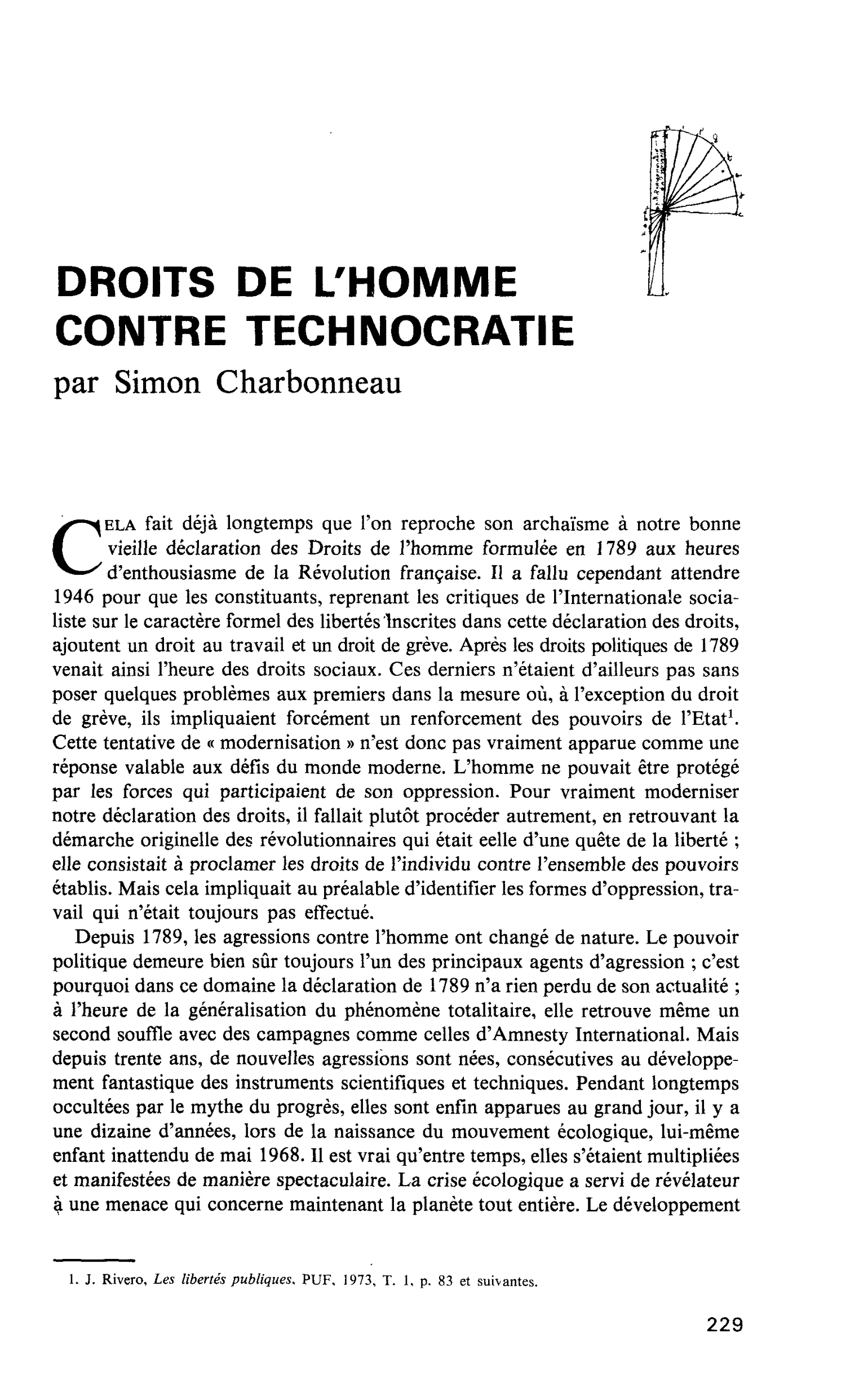 DROITS DE L’HOMME CONTRE TECHNOCRATIE