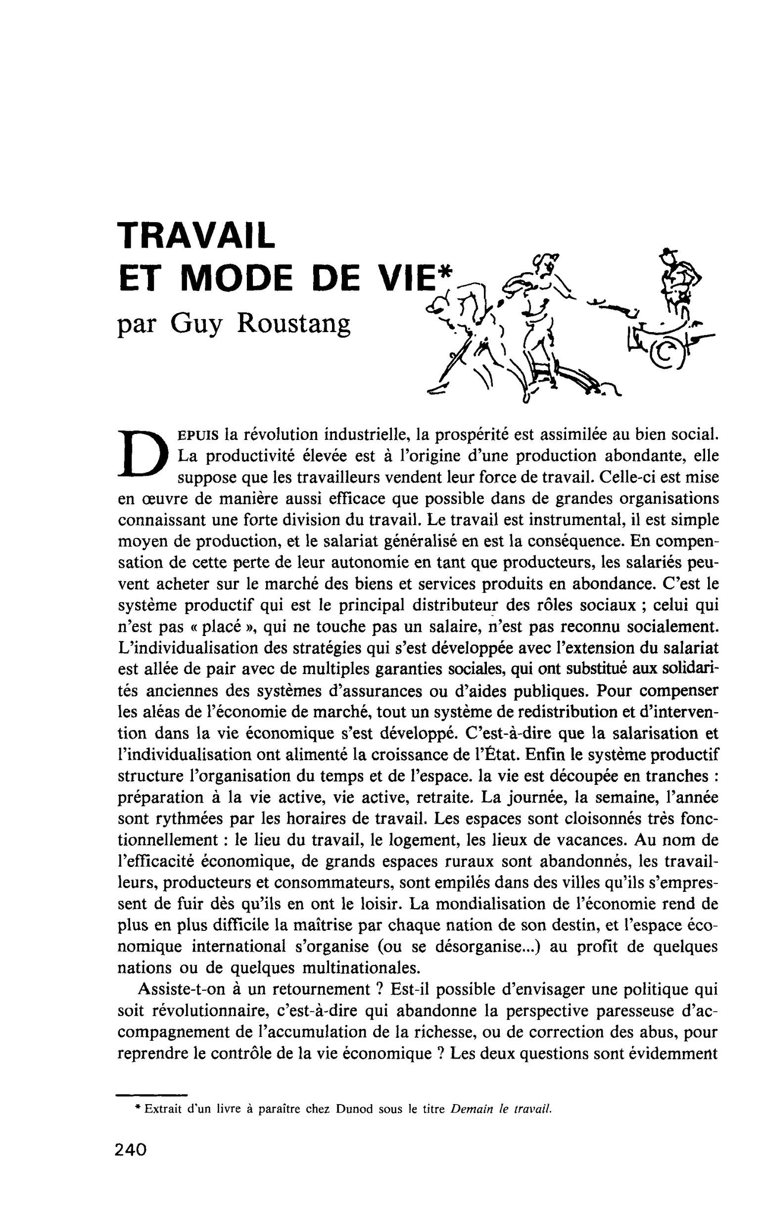 TRAVAIL ET MODE DE VIE