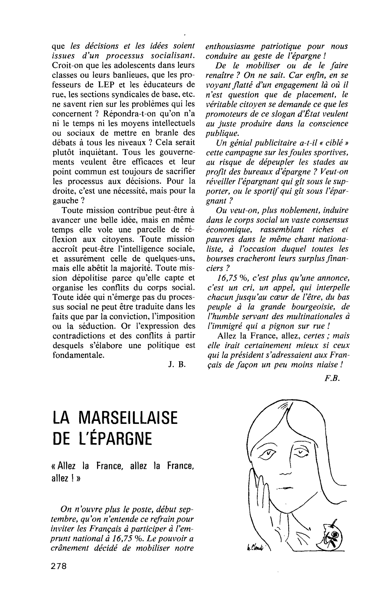 LA MARSEILLAISE DE L’ÉPARGNE