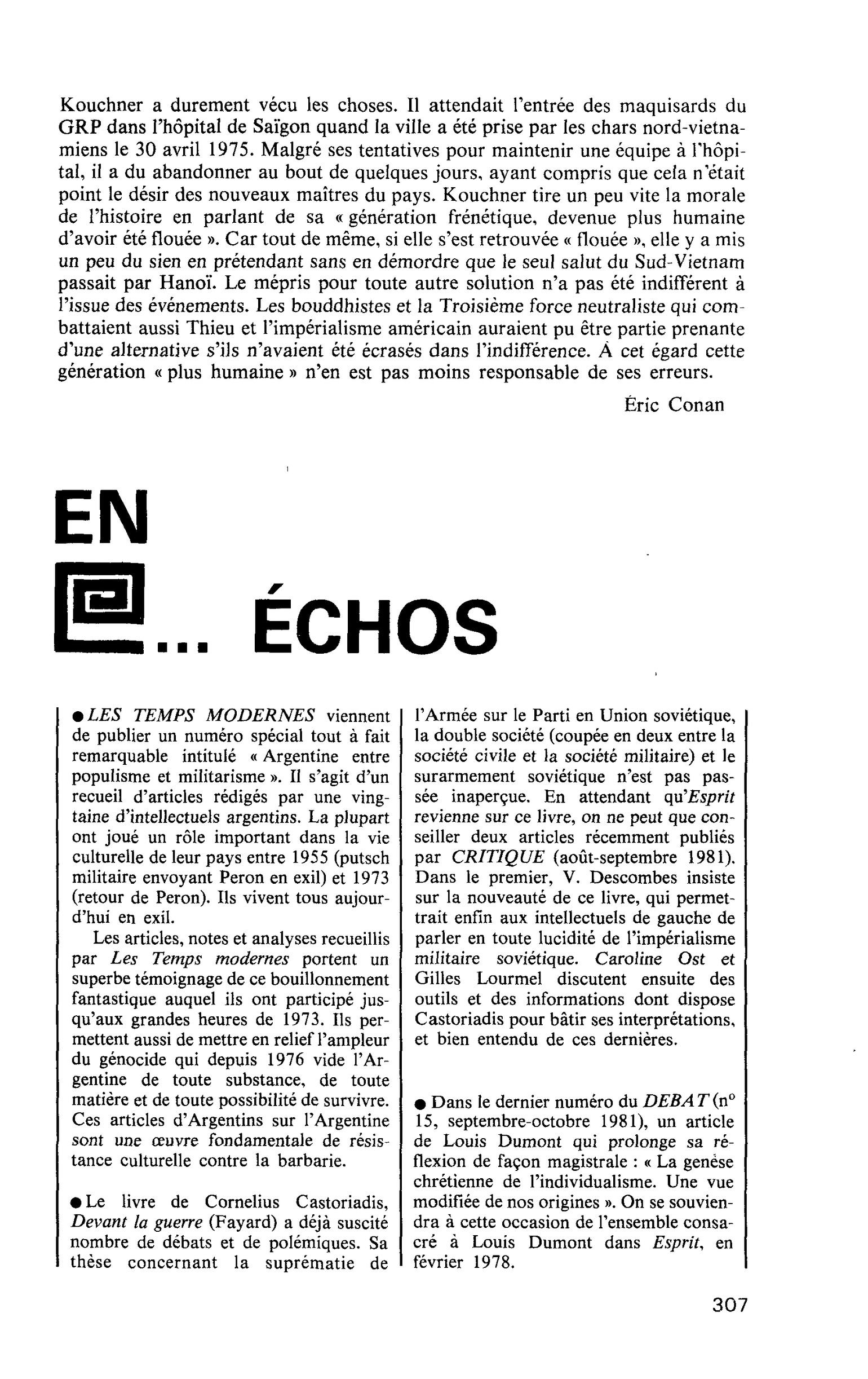En écho