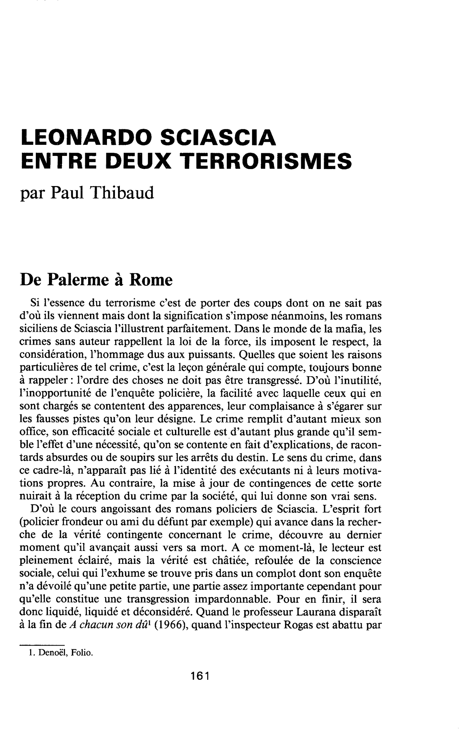 LEONARDO SCIASCIA ENTRE DEUX TERRORISMES