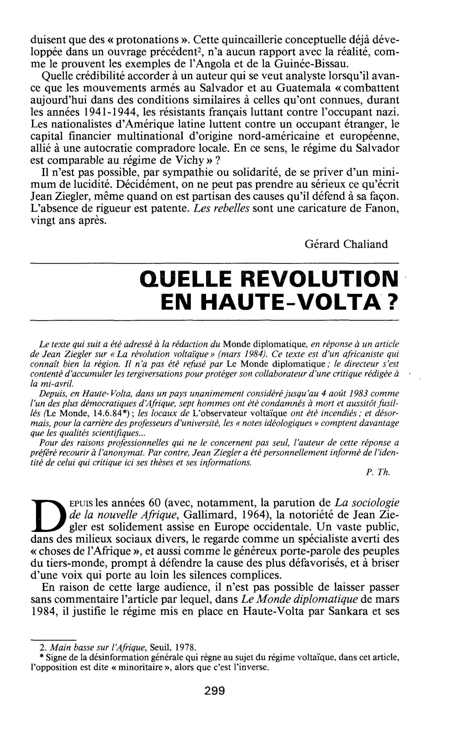 QUELLE REVOLUTION EN HAUTE-VOLTA ?