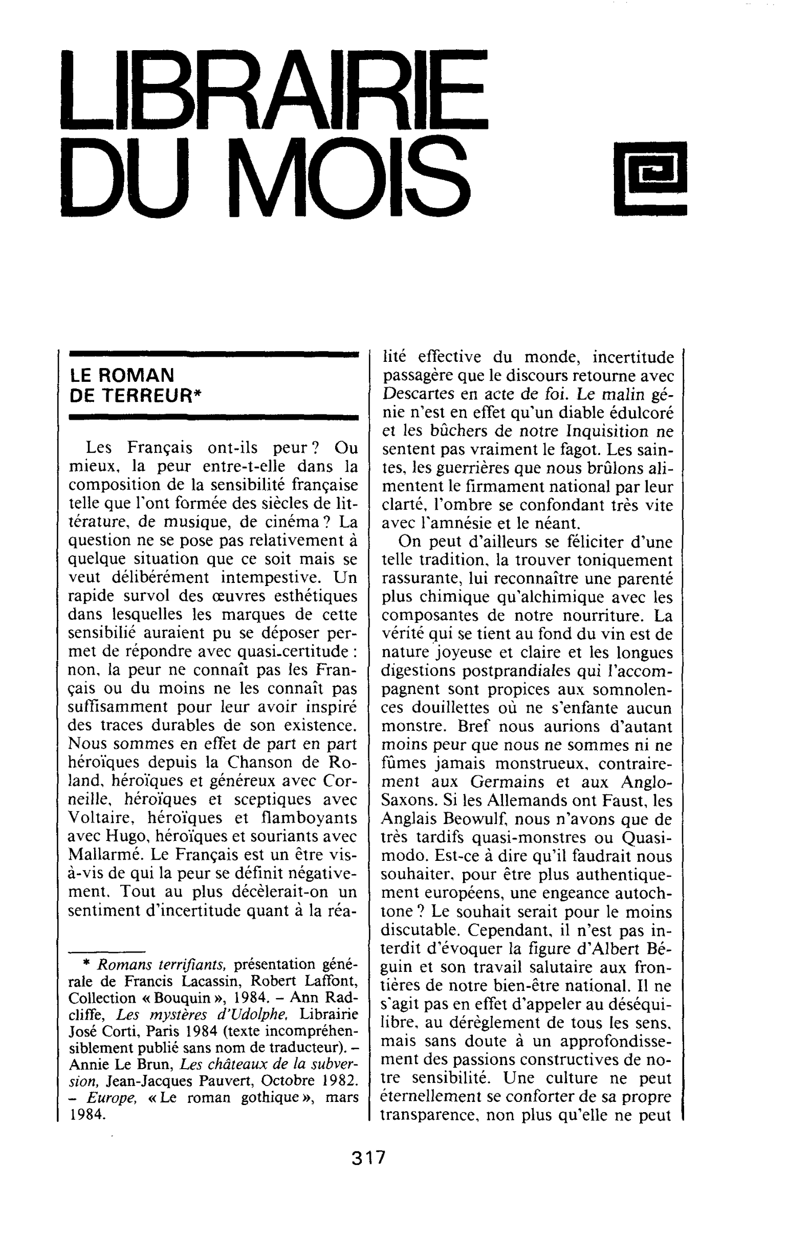 LE ROMAN DE TERREUR