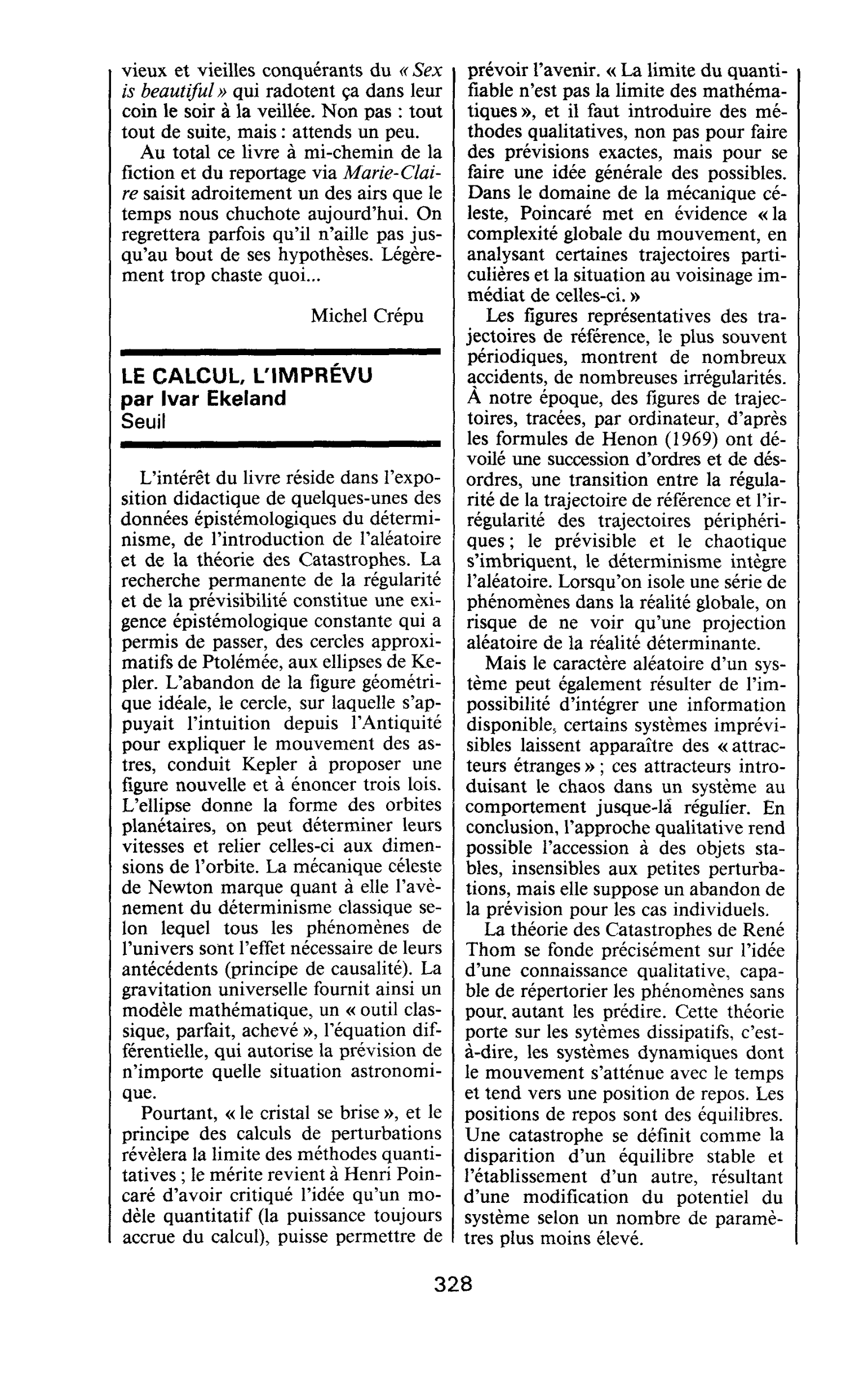 LE CALCUL L’IMPREVU par Ivar Ekeland