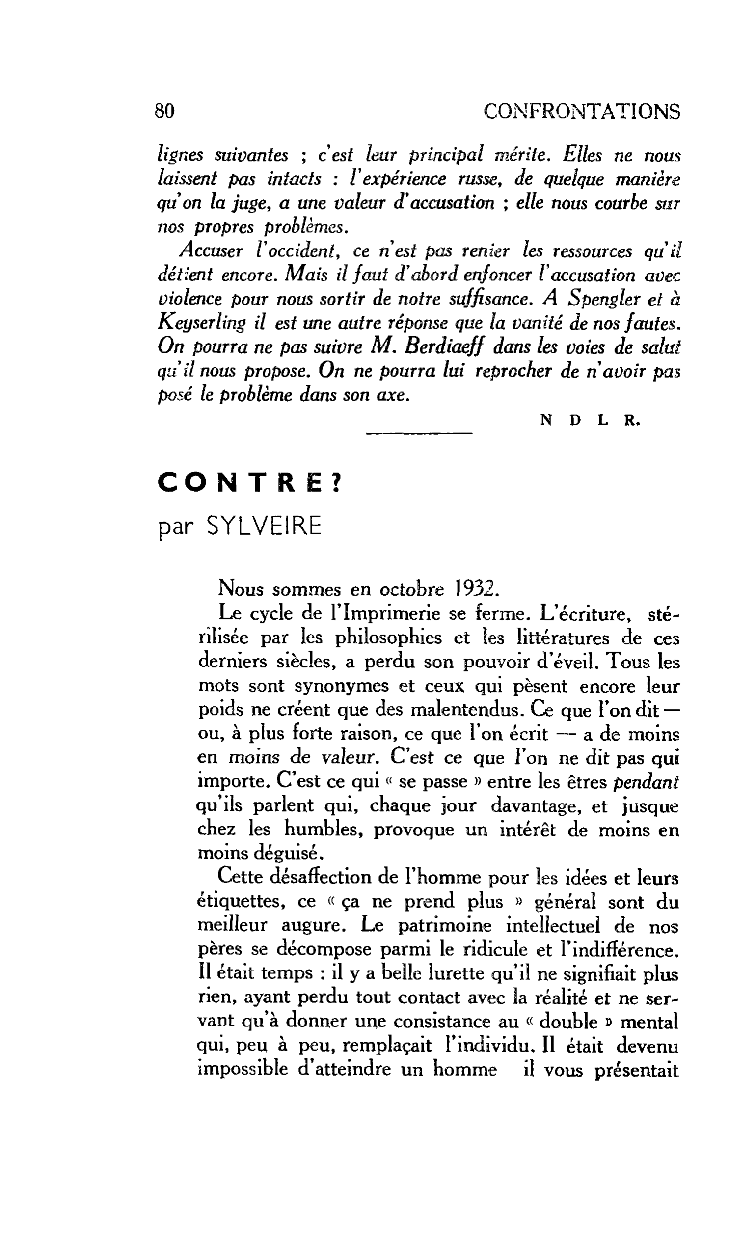 LE COMMUNISME DEVANT L’OCCIDENT : CONTRE ?