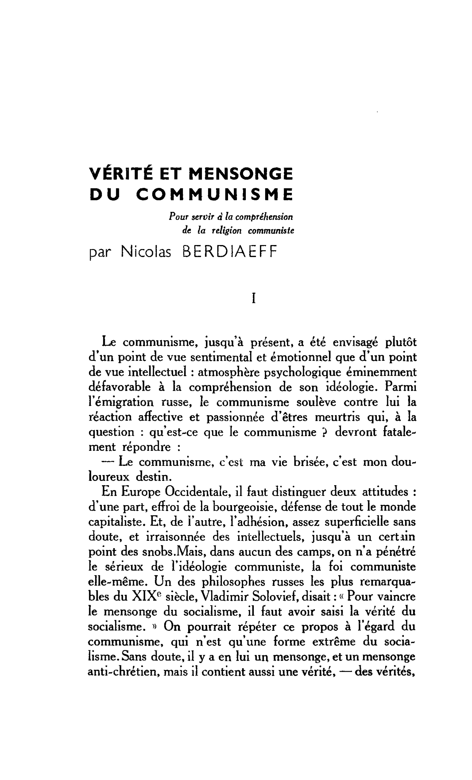 Le communisme devant l’Occident : vérité et mensonge du communisme