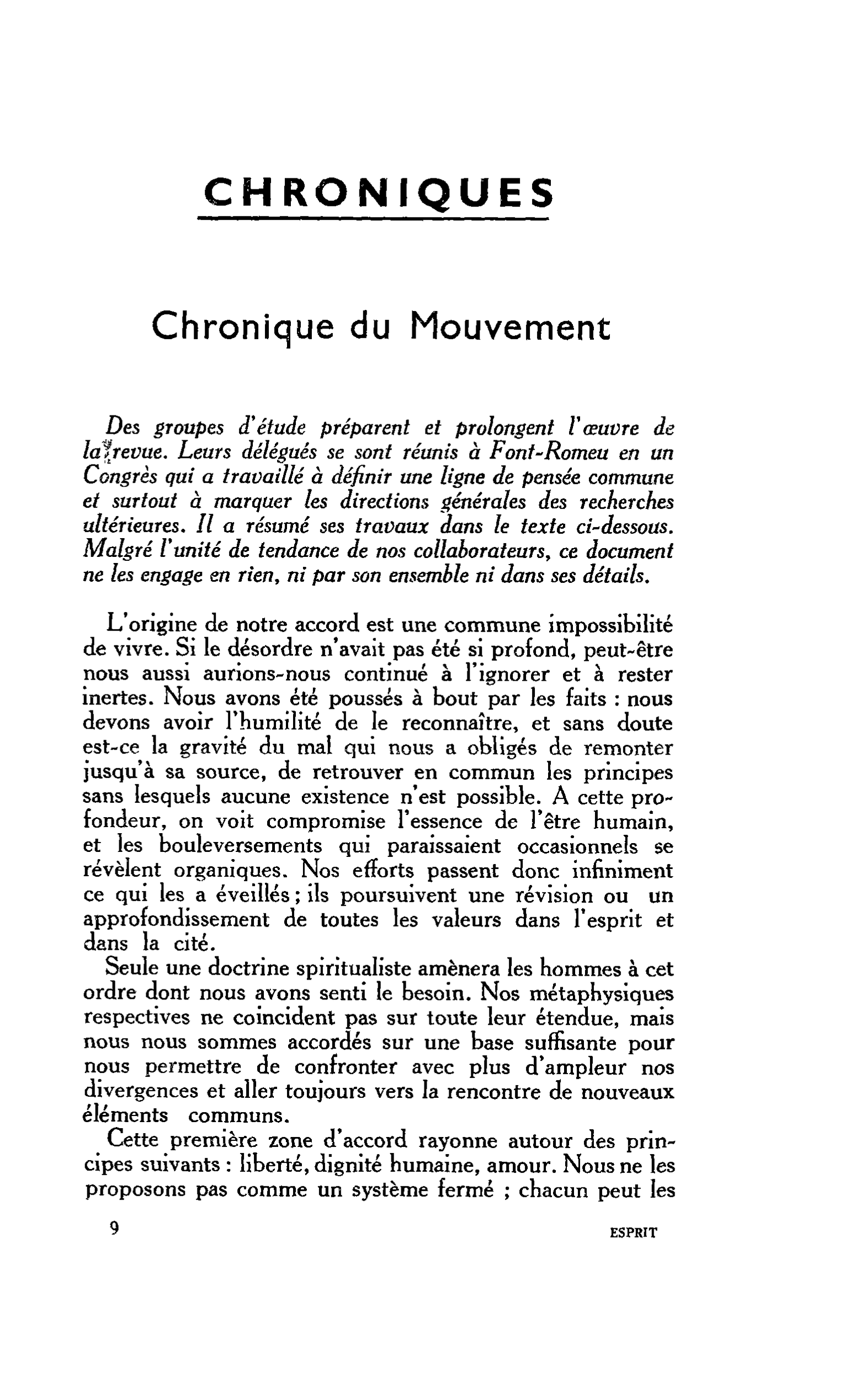 Chronique du Mouvement