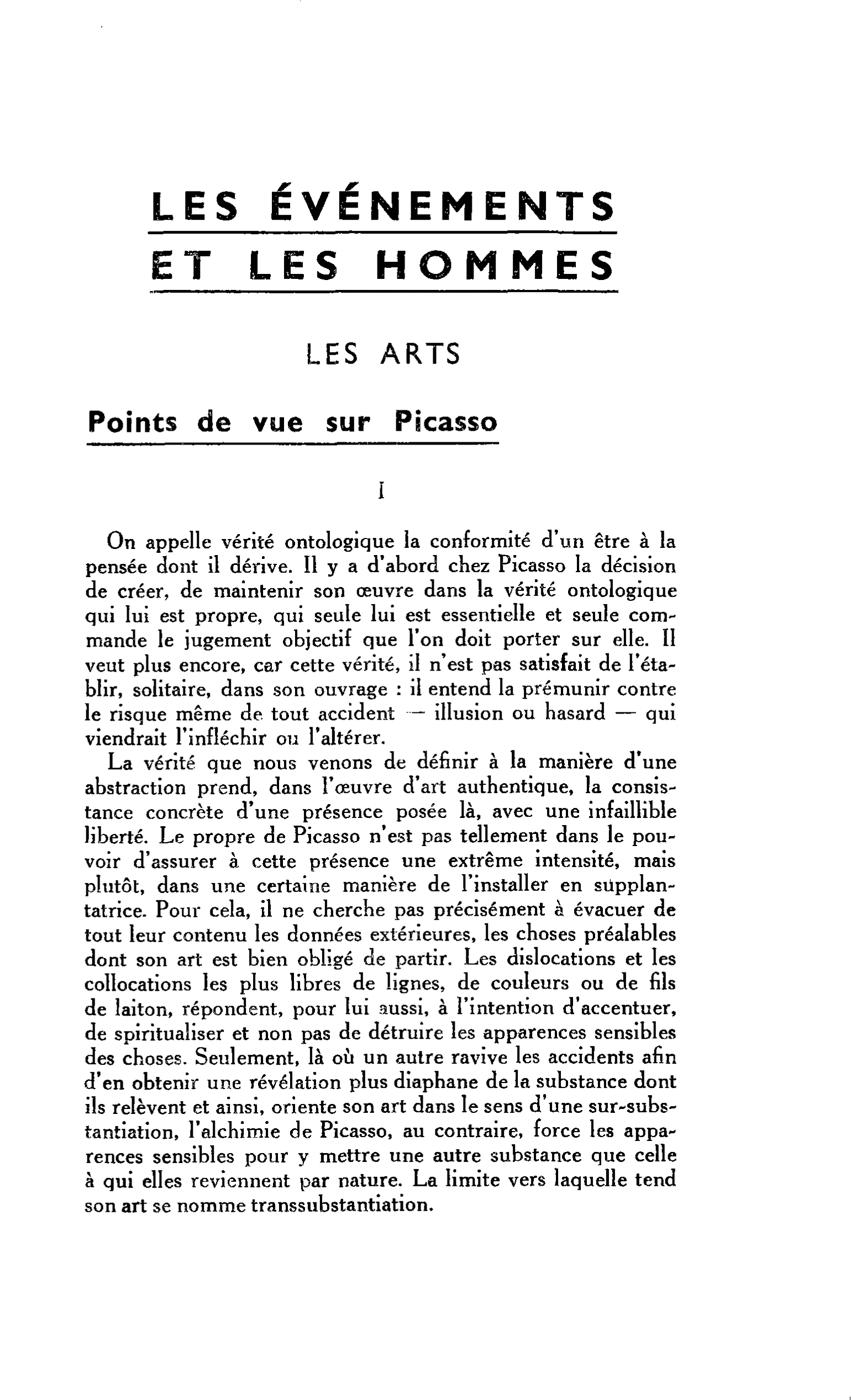 LES ARTS Points de vue sur Picasso