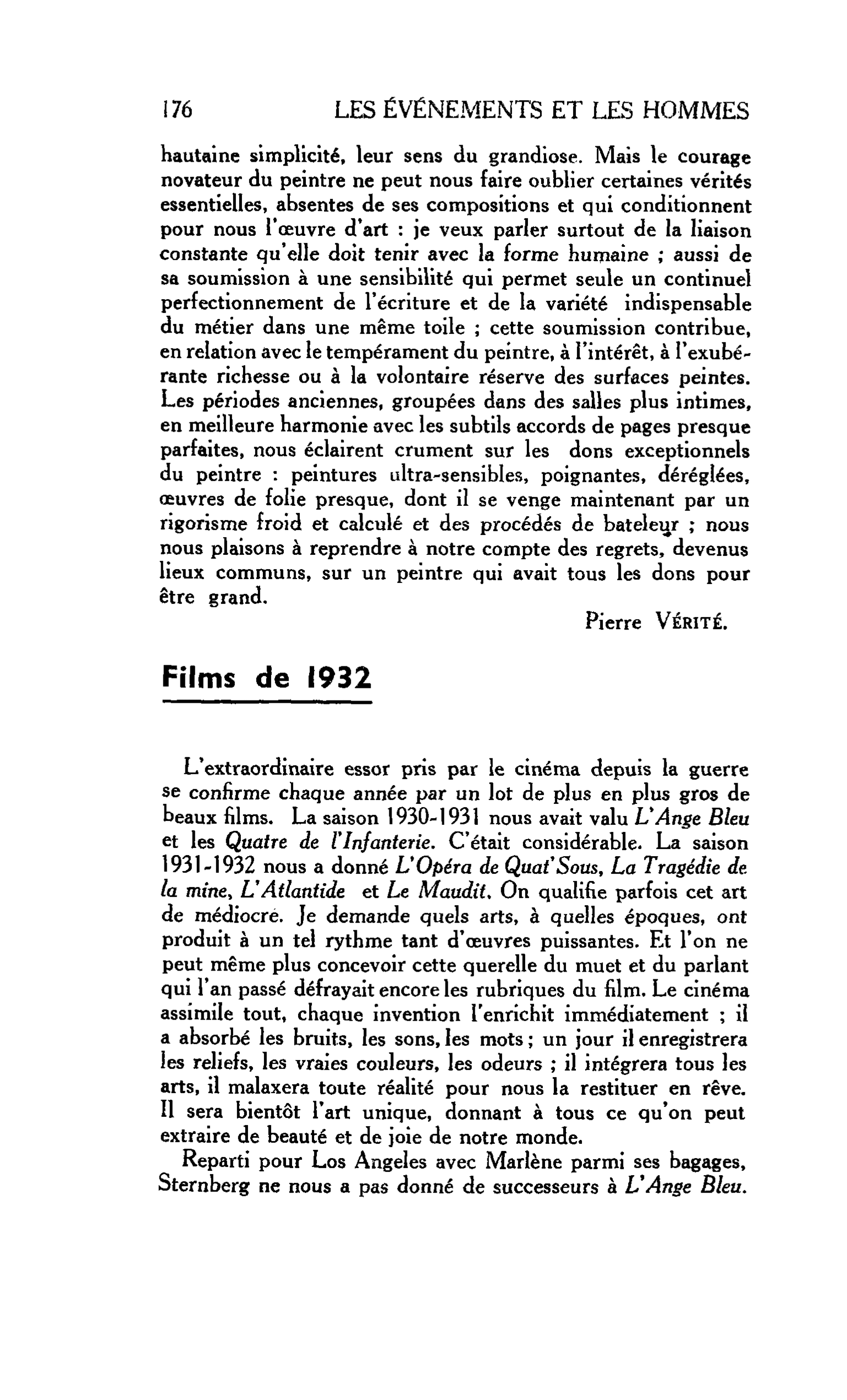 LES ARTS : Films de 1932