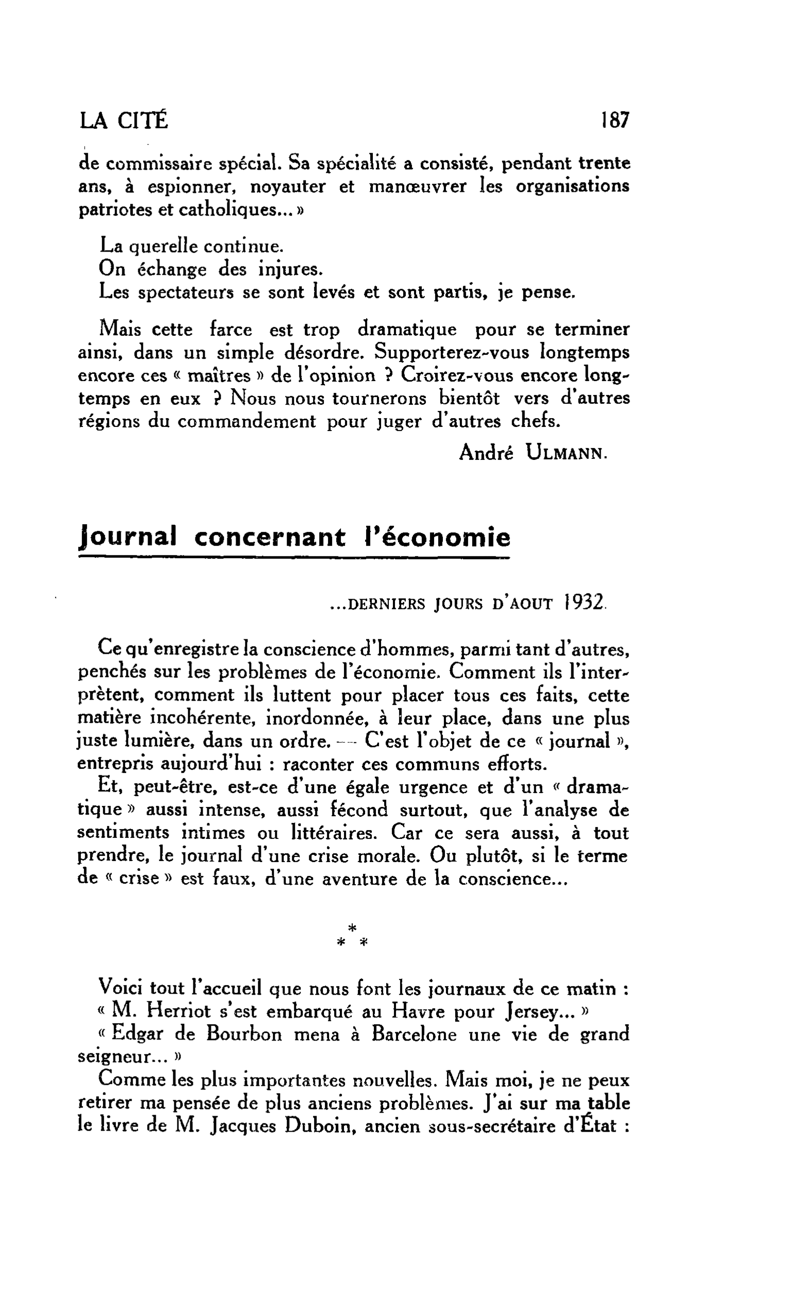 LA CITÉ : Journal concernant l’économie