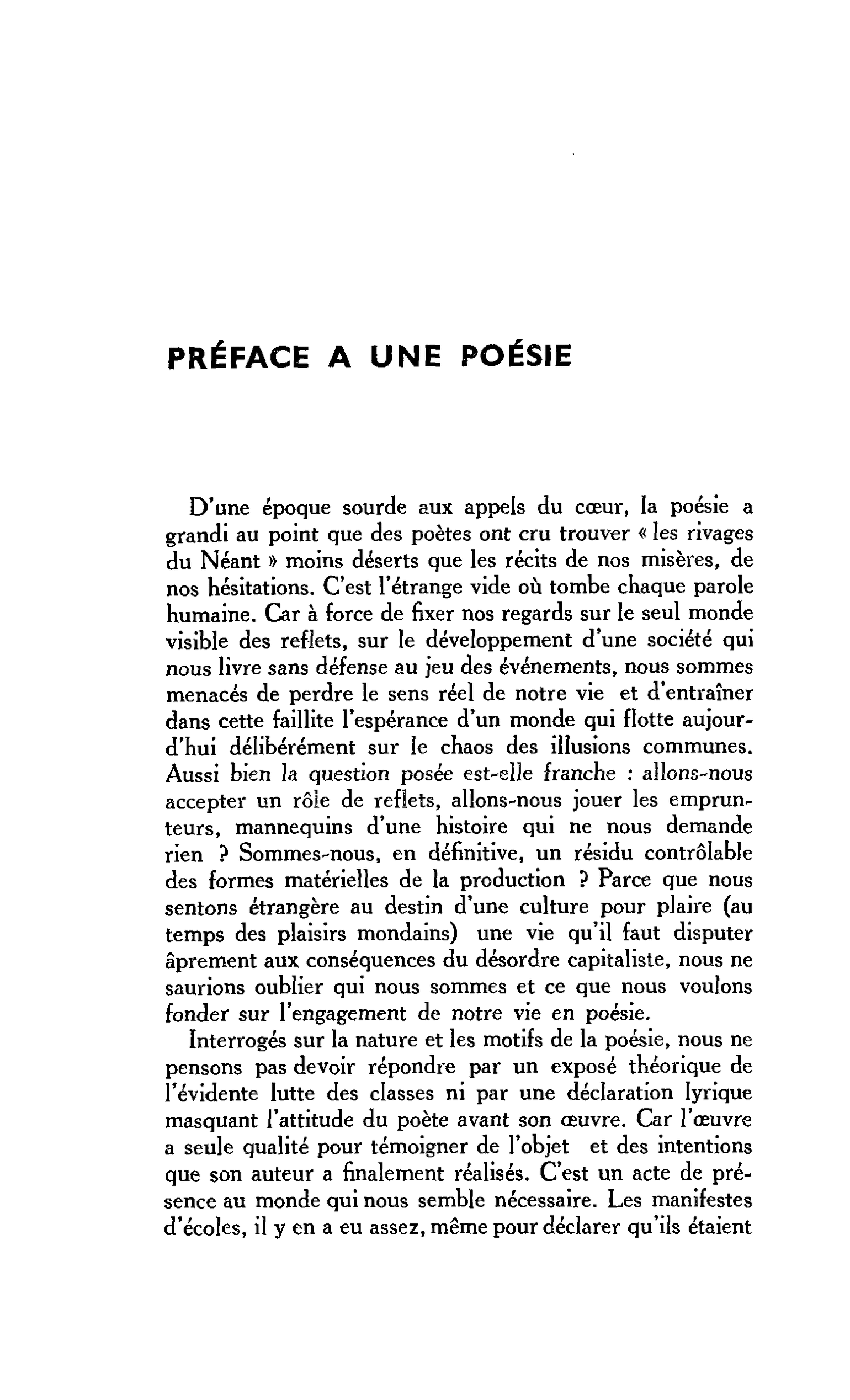 PRÉFACE A UNE POÉSIE