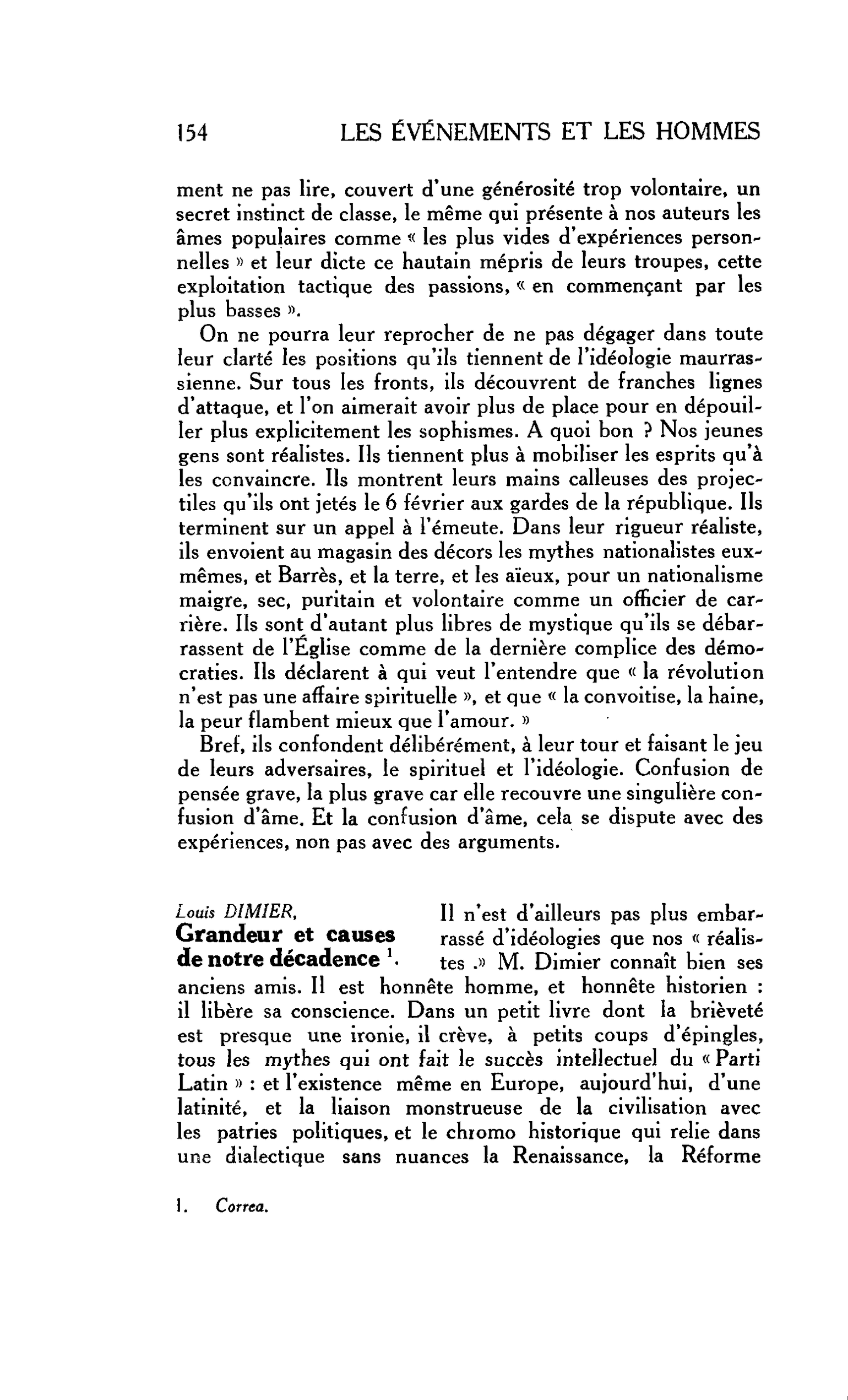 LA PENSÉE ENGAGÉE : Louis DIMIER, Grandeur et causes de notre décadence