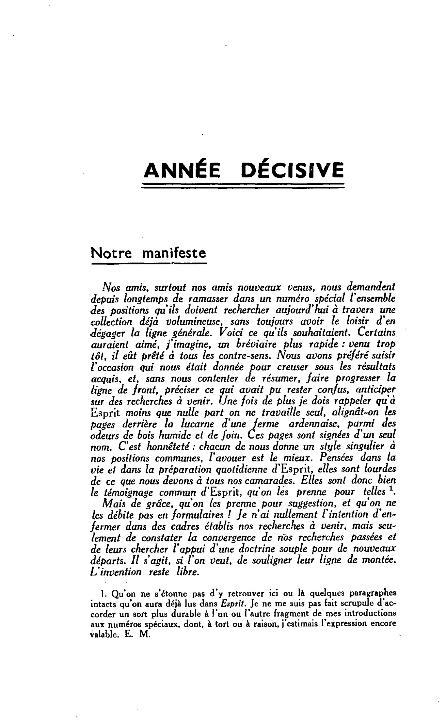 ANNÉE DÉCISIVE