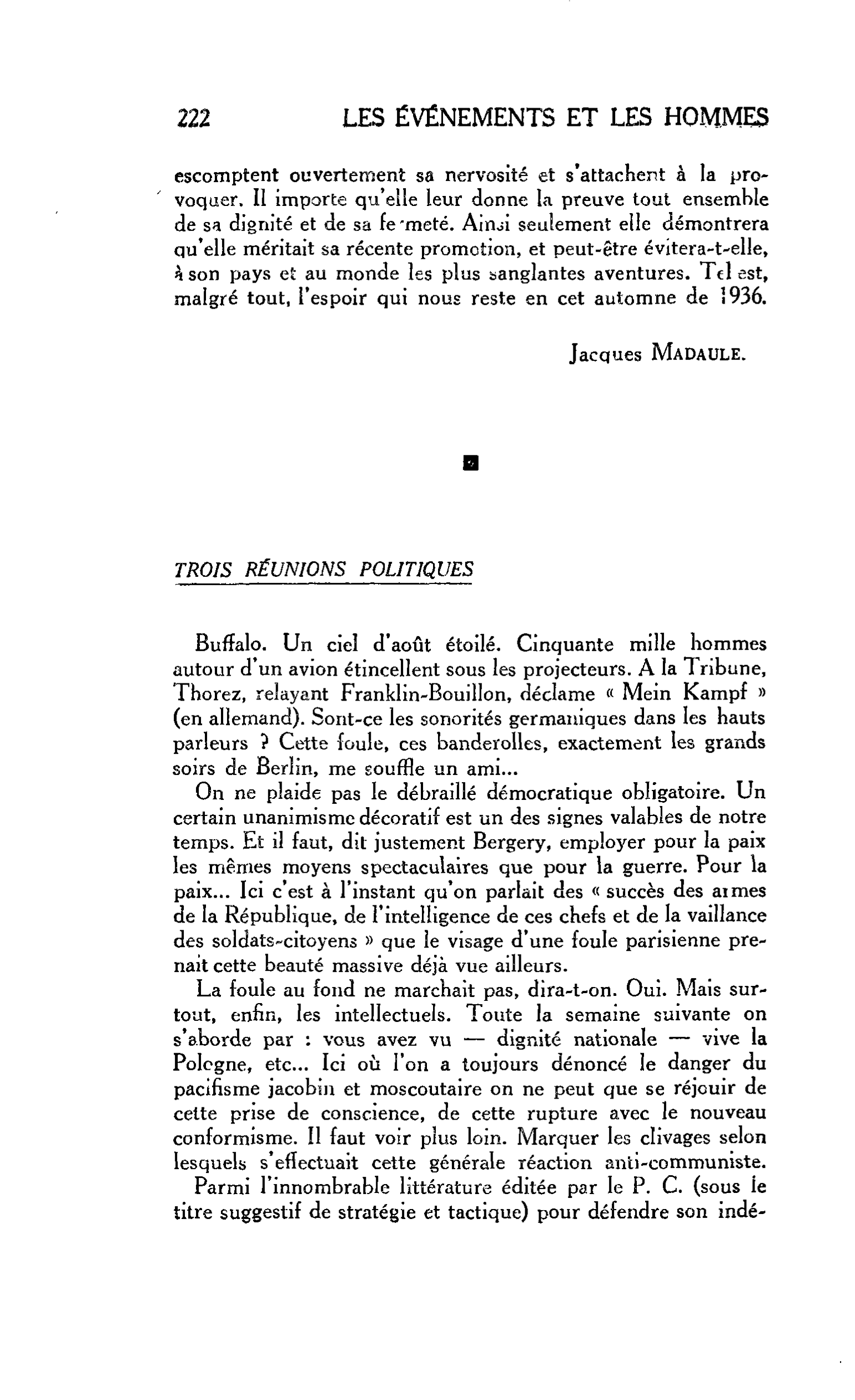 LA CITÉ : Journal des Témoins : TROIS RÉUNIONS POLITIQUES