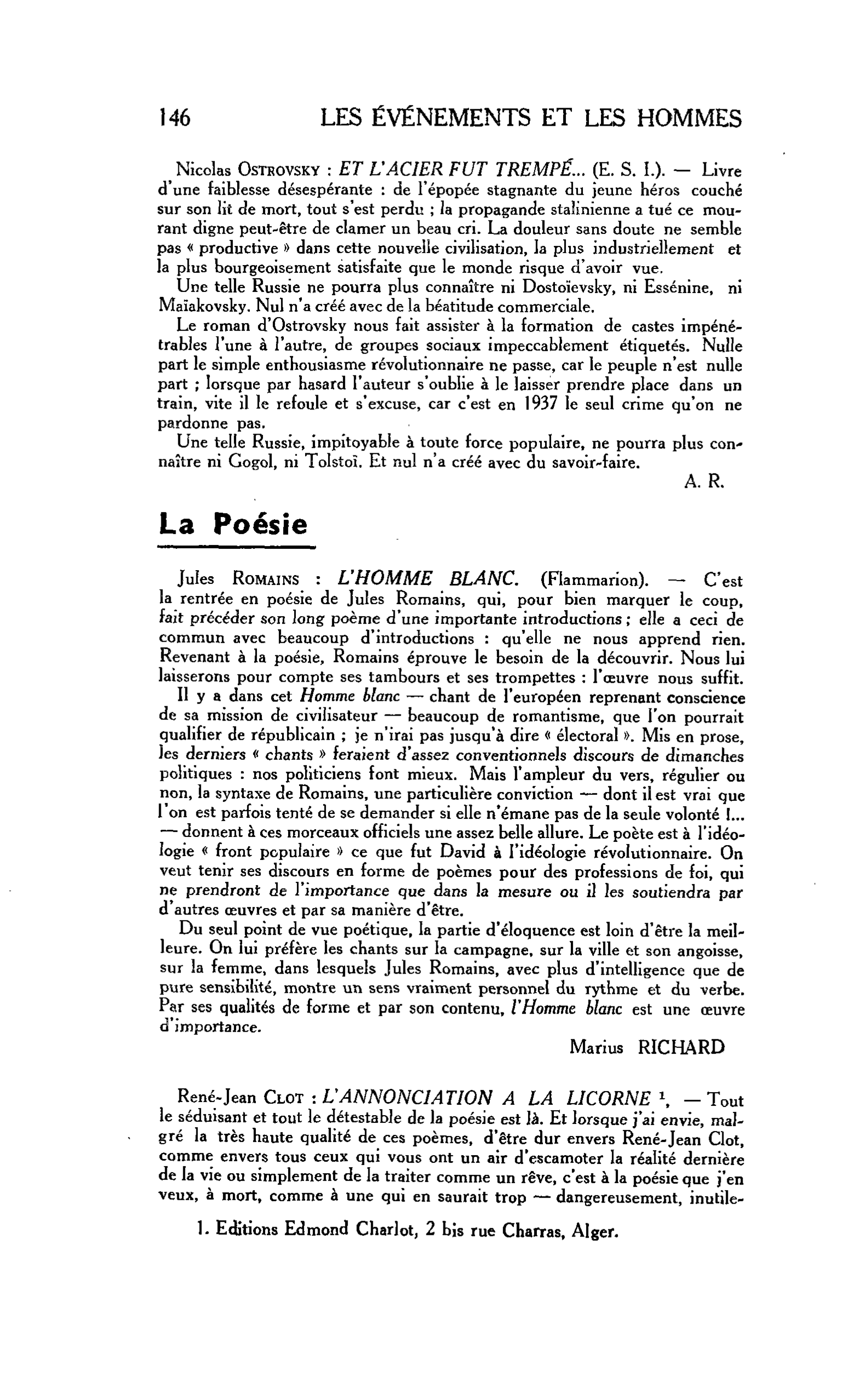 LES LETTRES. René-Jean Clôt : L’ANNONCIATION A LA LICORNE